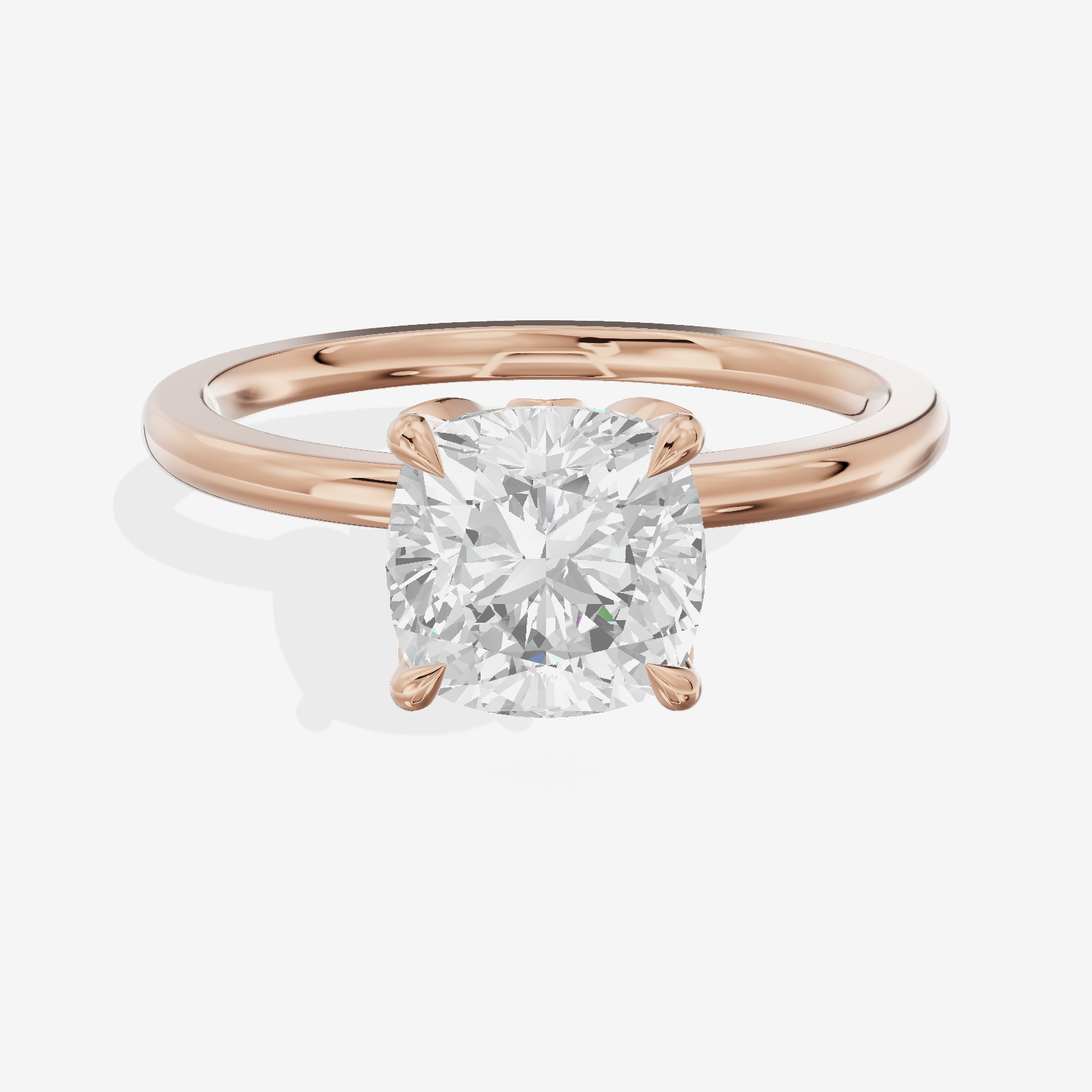 Whispered Vowsae Cushion Engagement Ring with Side Stones (1/15 ct. tw.) in 18K Rose Gold