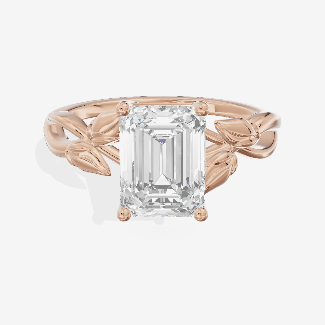 Sealed Vowsae 2.5mm Emerald Solitaire Engagement Ring in 18K Rose Gold