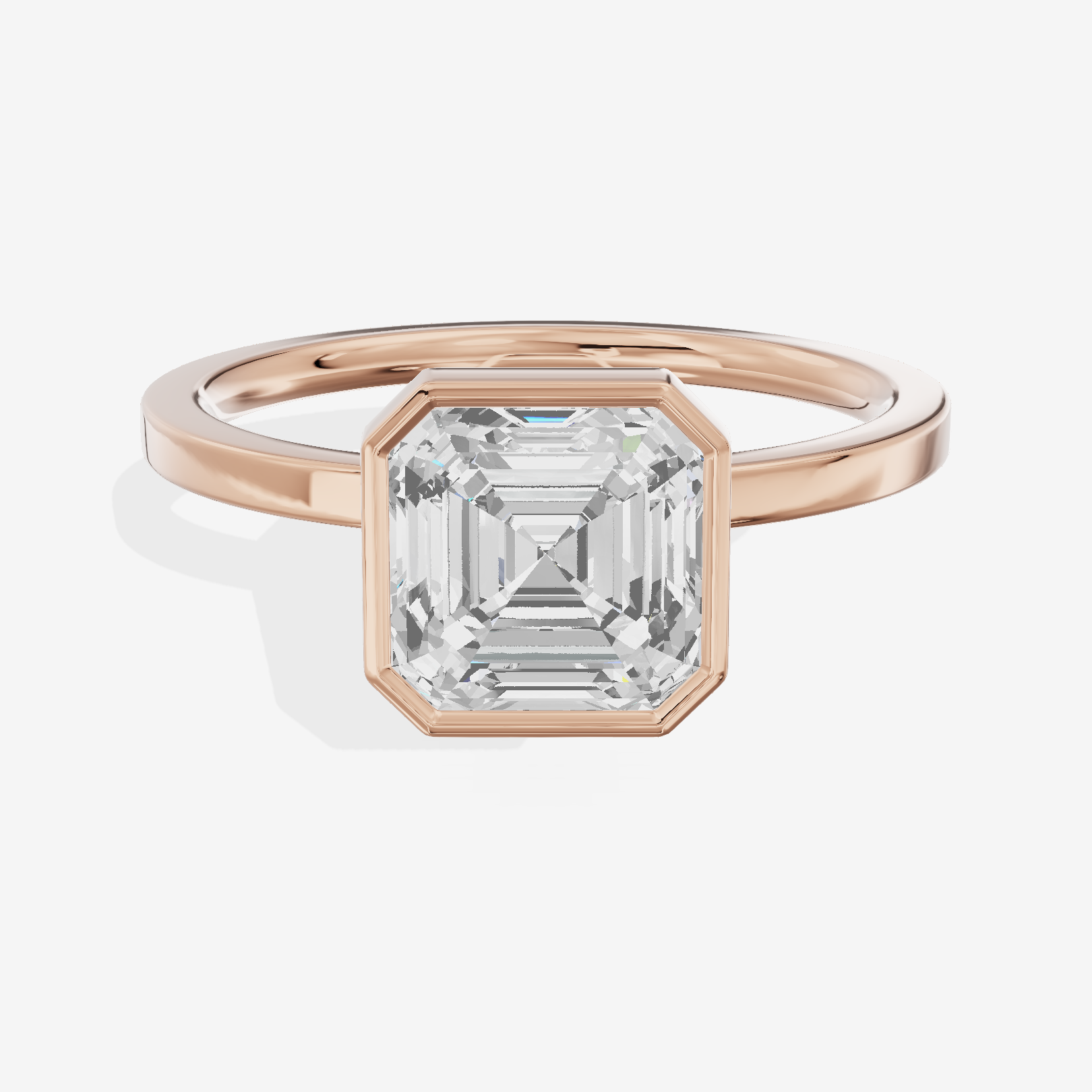 One of One Classic 1.5mm Asscher Bezel Engagement Ring in 18K Rose Gold