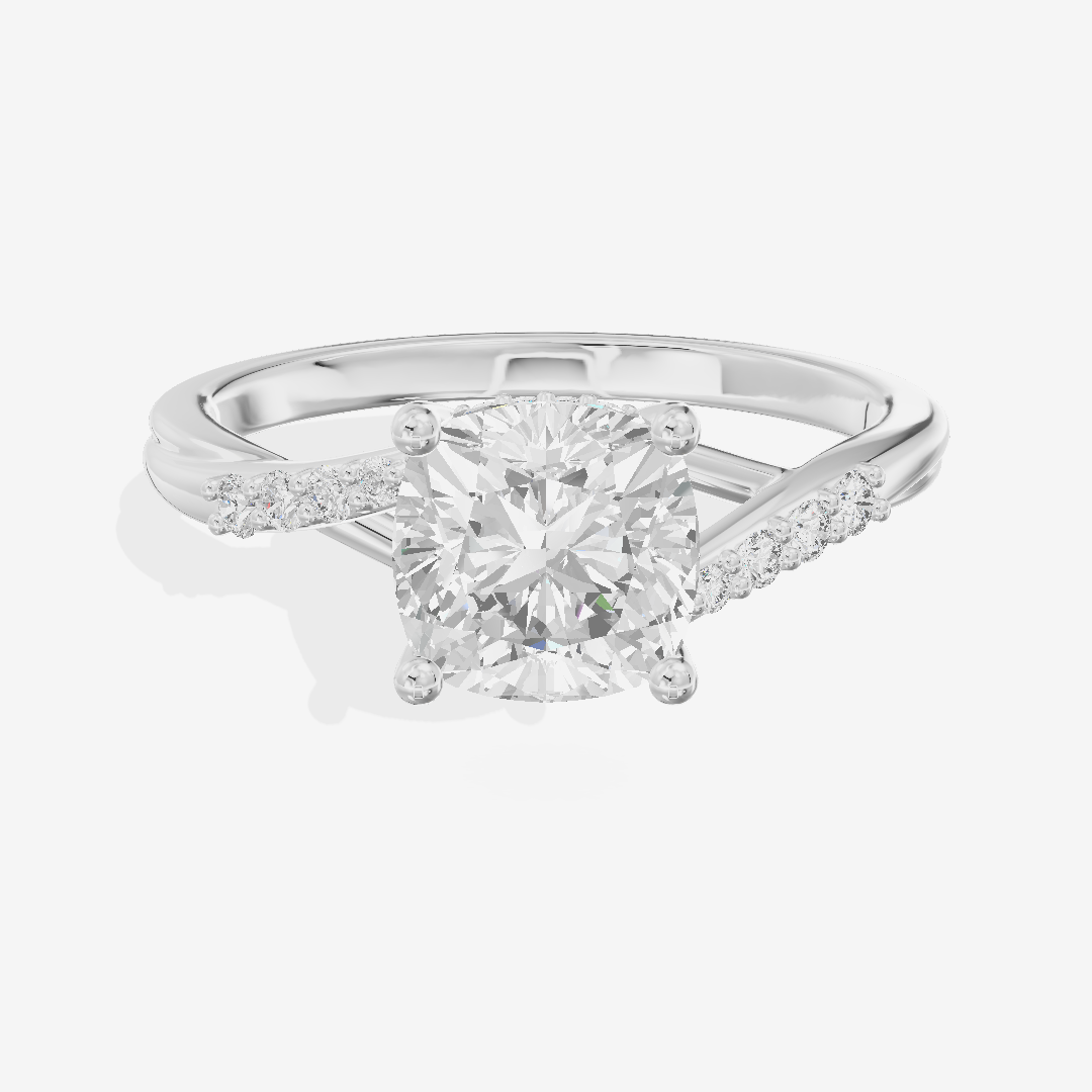 Aimora Hidden Halo Cushion Engagement Ring (1/8 ct. tw.) in Platinum