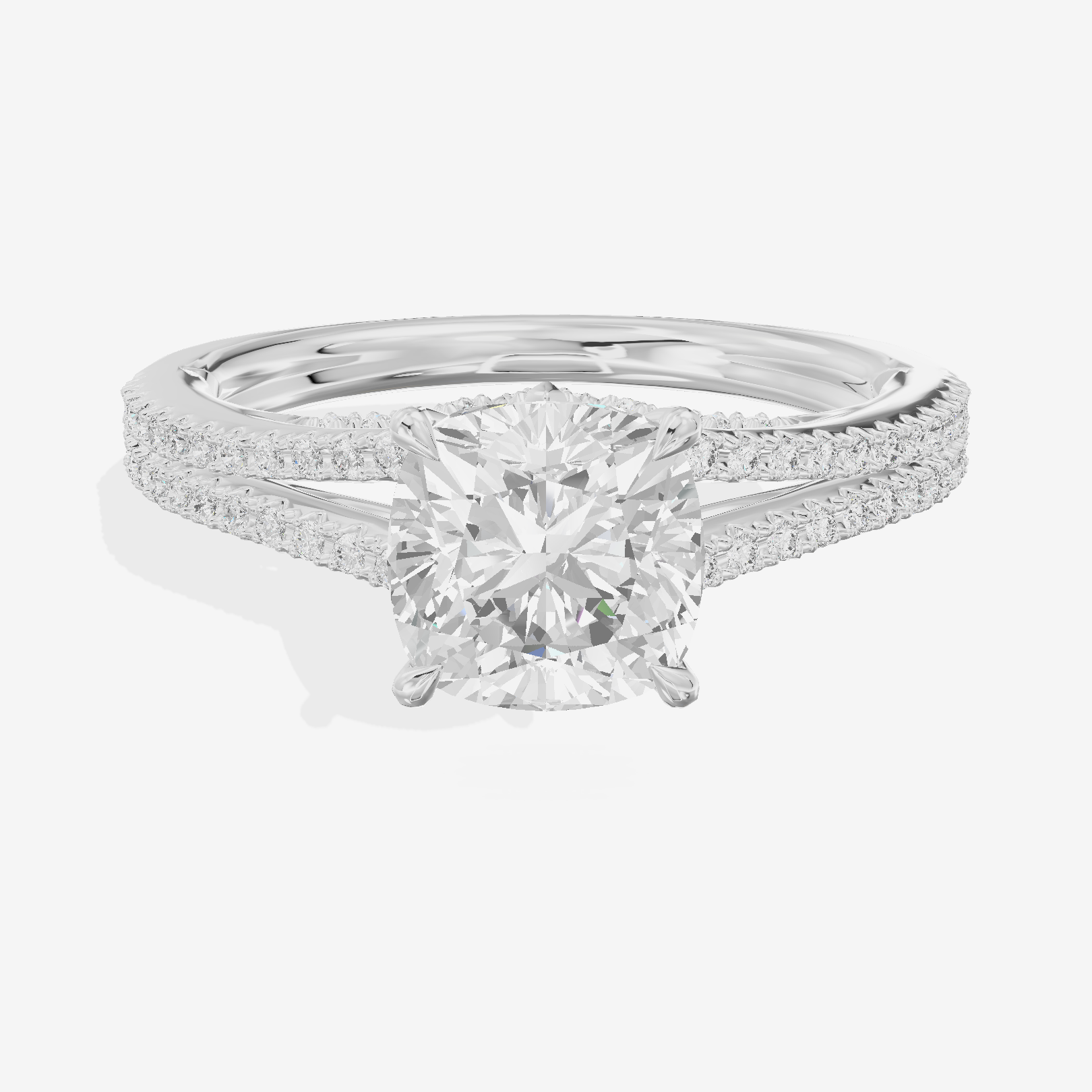 Aimora Cathedral 2mm Cushion Solitaire Engagement Ring (1/3 ct. tw.) in 14K White Gold