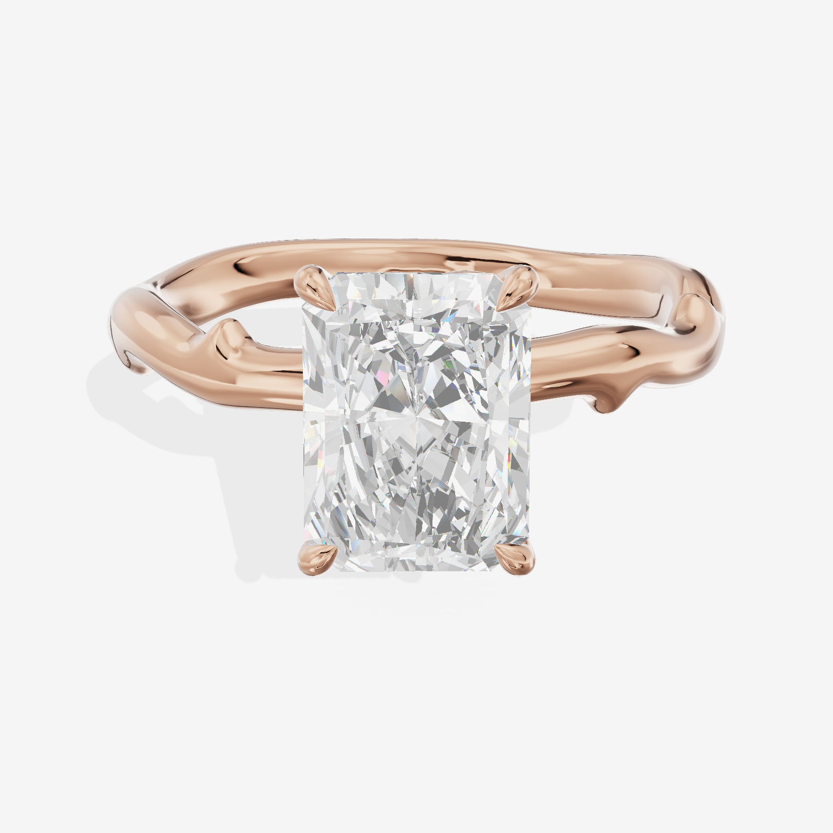 Vowsae Cathedral 2.2mm Radiant Solitaire Engagement Ring in 18K Rose Gold