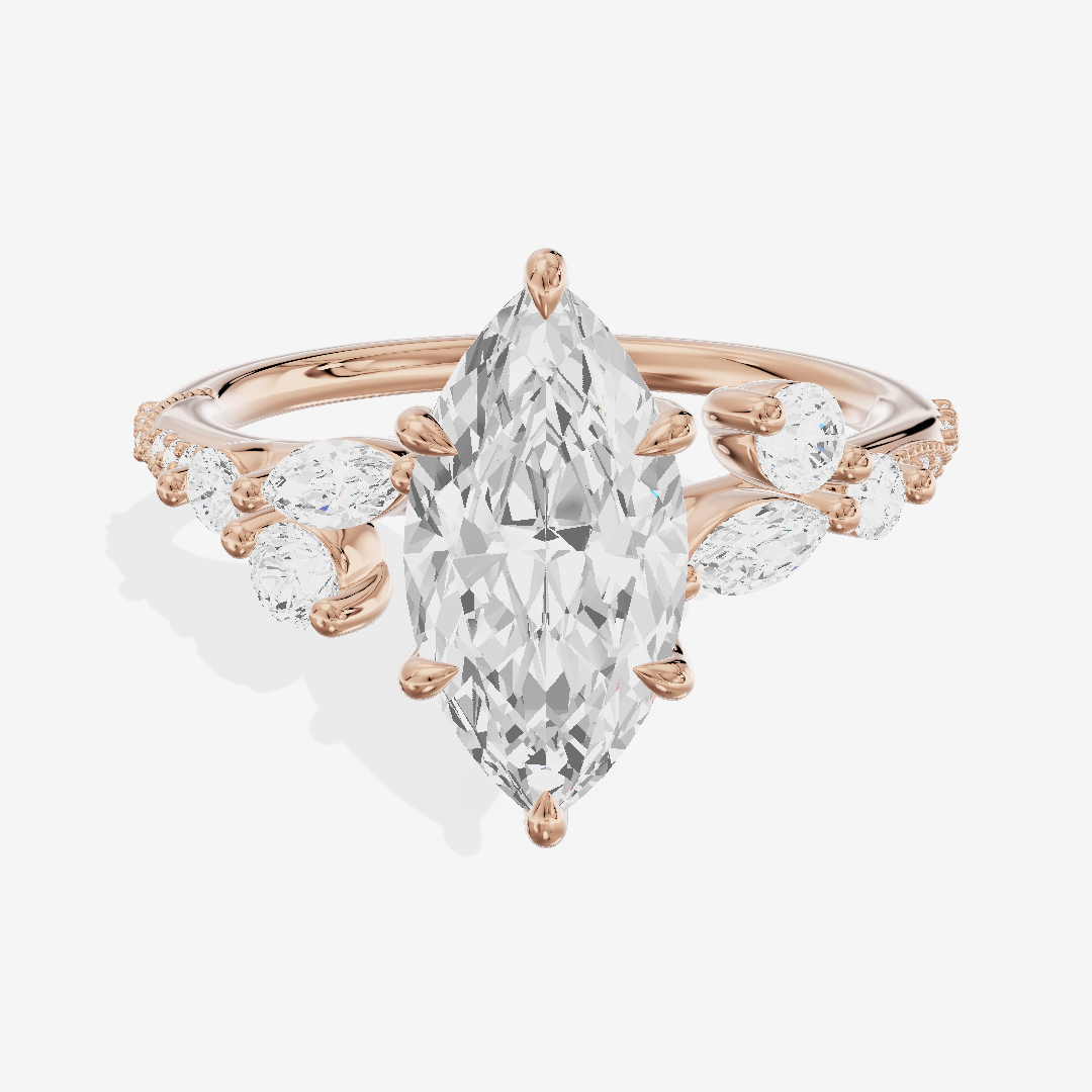 Luxe Halcyon Marquise Milgrain Engagement Ring (1/3 ct. tw.) in 18K Rose Gold