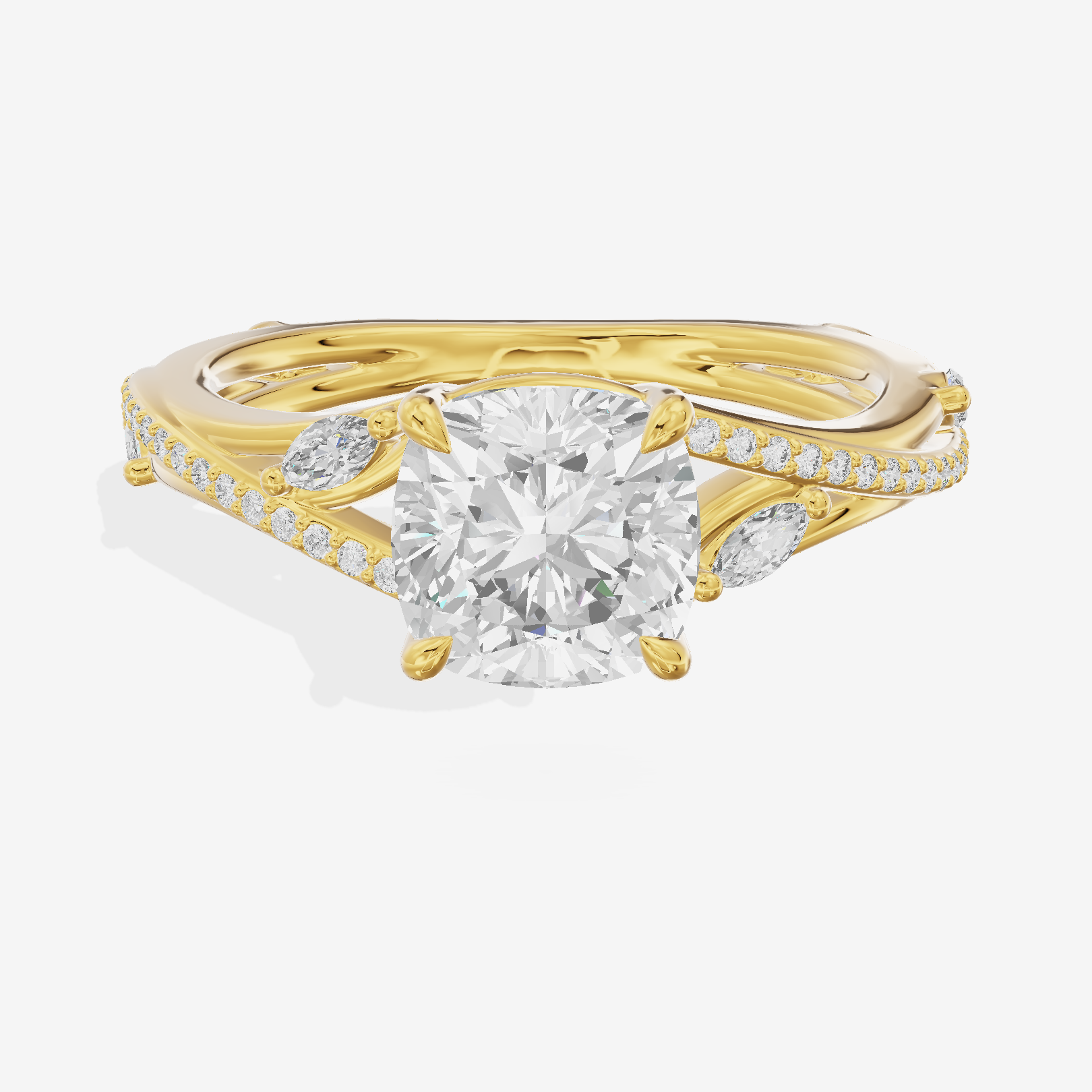 Twined Adorae Cushion Twisted Engagement Ring (1/4 ct. tw.) in 18K Yellow Gold