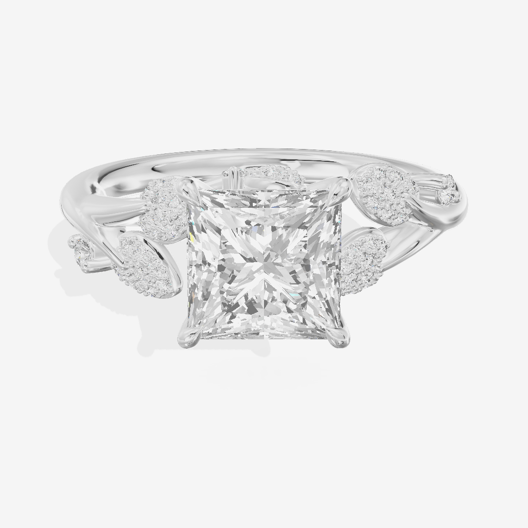 Lightwoven Princess Engagement Ring with Side Stones (1/6 ct. tw.) in 18K White Gold