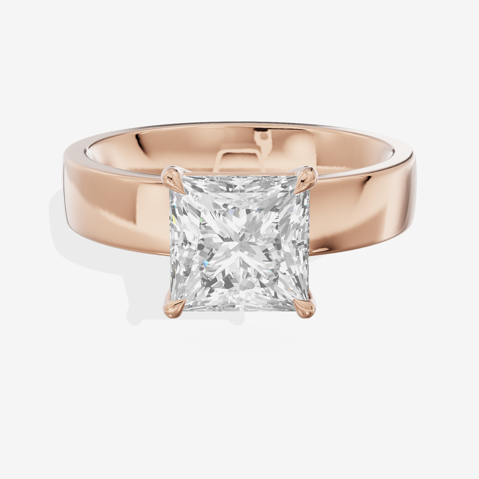 Hallowed Coeurine 4mm Princess Solitaire Engagement Ring in 14K Rose Gold
