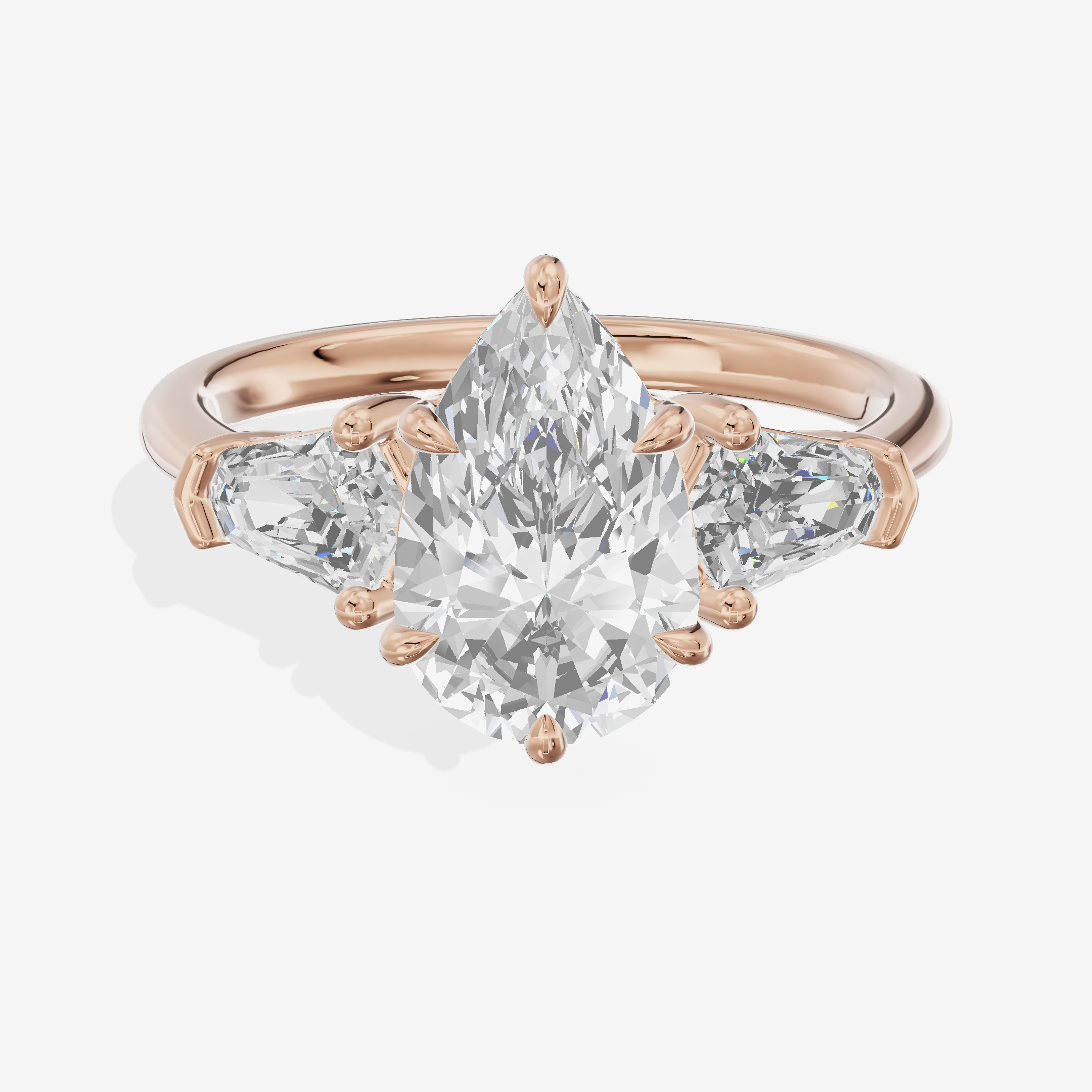 Classic Mirth Pear Three Stone Engagement Ring (1/2 ct. tw.) in 18K Rose Gold
