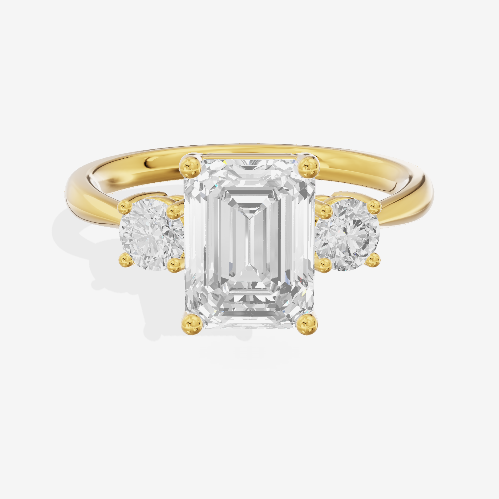 Petite Liviana 2mm Emerald Three Stone Engagement Ring (1/2 ct. tw.) in 18K Yellow Gold