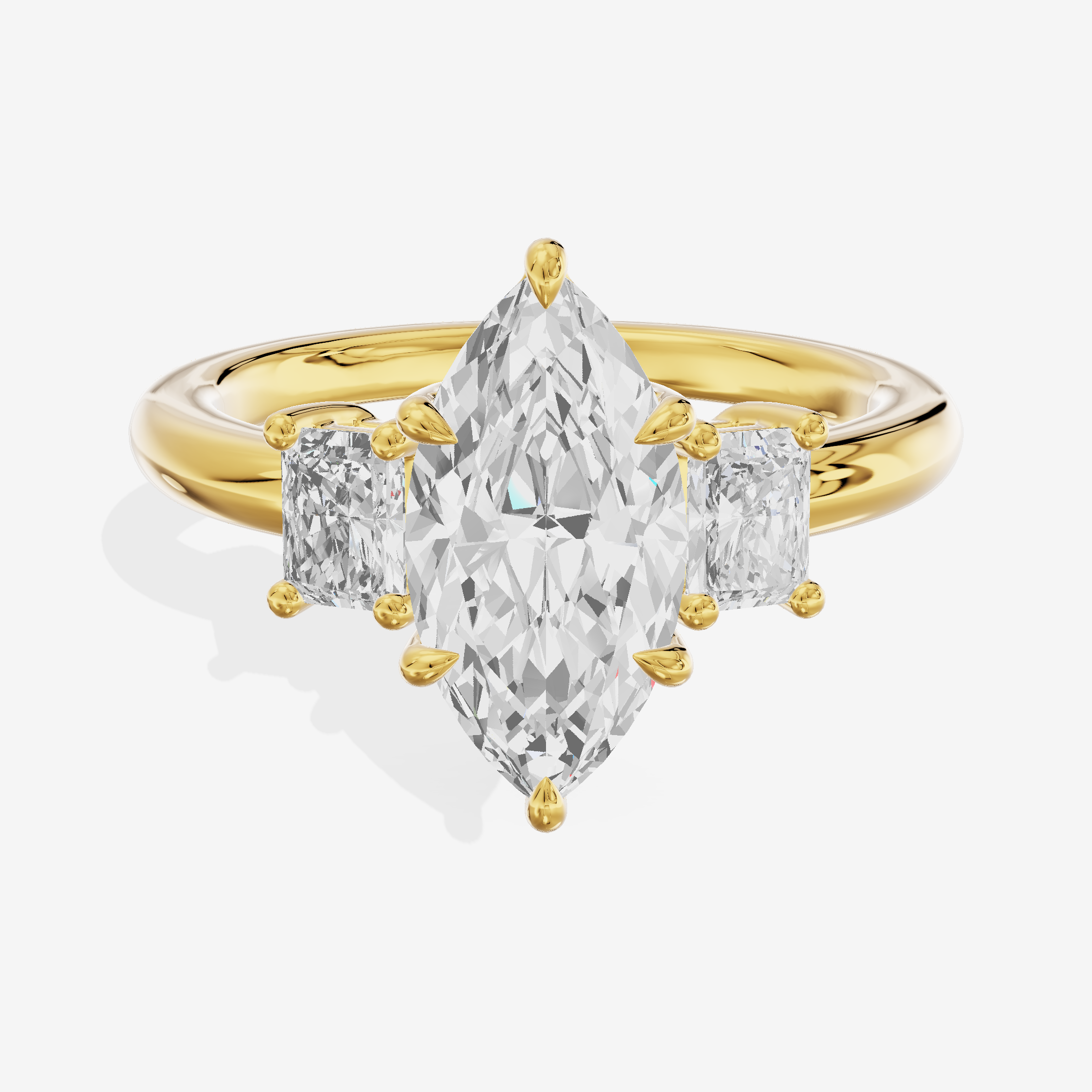 Grand Coeurine Three Stone Marquise Engagement Ring (3/8 ct. tw.) in 18K Yellow Gold