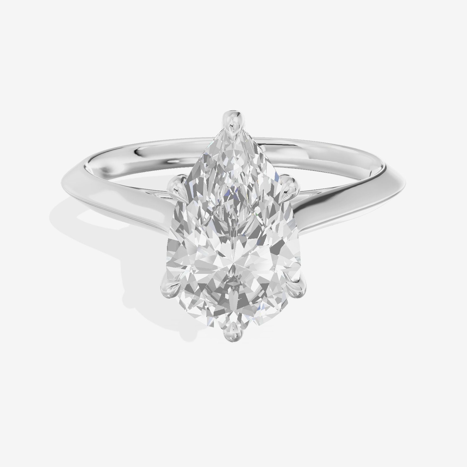Belovae Solitaire 2mm Pear Engagement Ring in 18K White Gold