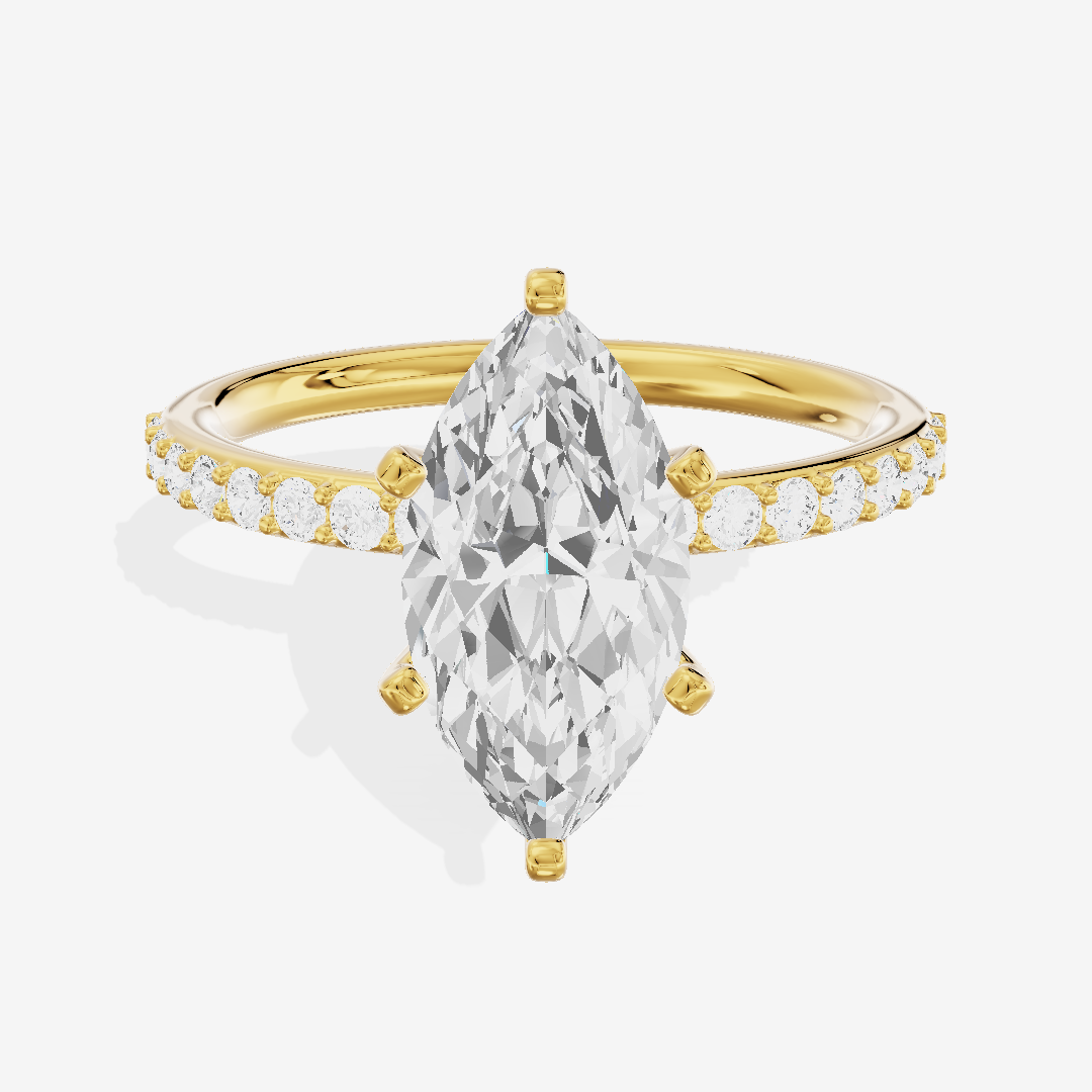 One of One Petite Marquise Engagement Ring with Side Stones (1/4 ct. tw.) in 14K Yellow Gold