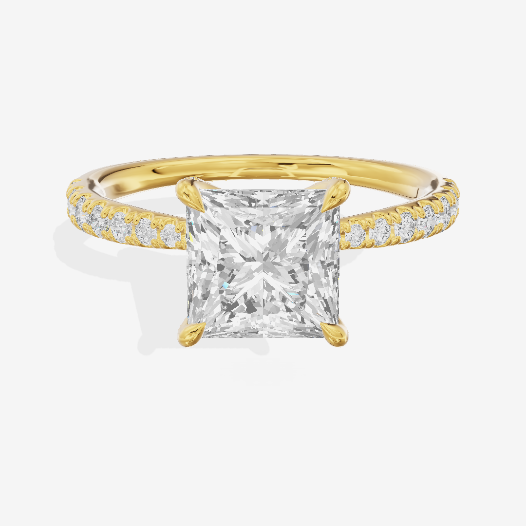 Lumera Princess Engagement Ring with Side Stones (1/3 ct. tw.) in 14K Yellow Gold