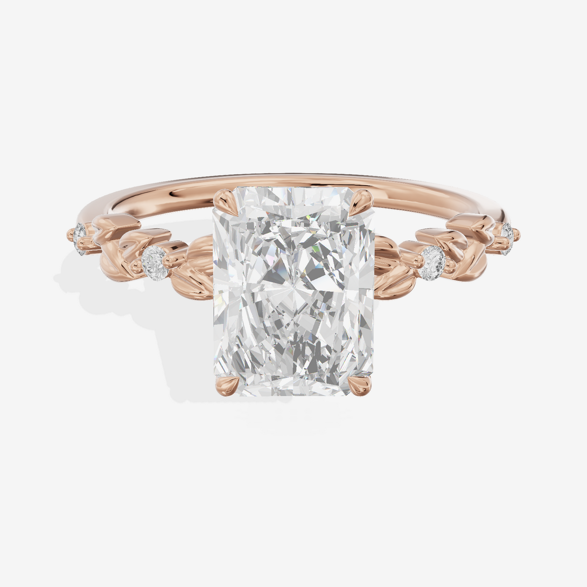 Tender Promezza Radiant Engagement Ring with Side Stones (1/20 ct. tw.) in 18K Rose Gold