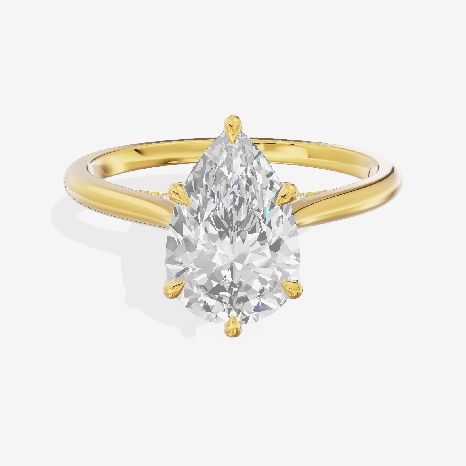 Grand Linger Pear Engagement Ring with Side Stones (1/10 ct. tw.) in 18K Yellow Gold