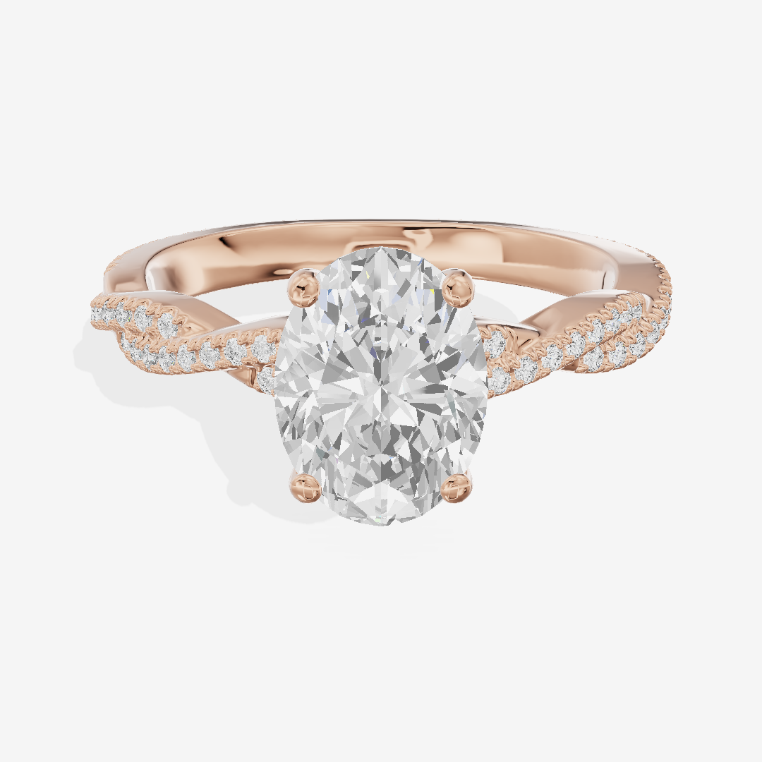 Petite Lightwoven Oval Pavé Engagement Ring (1/4 ct. tw.) in 14K Rose Gold