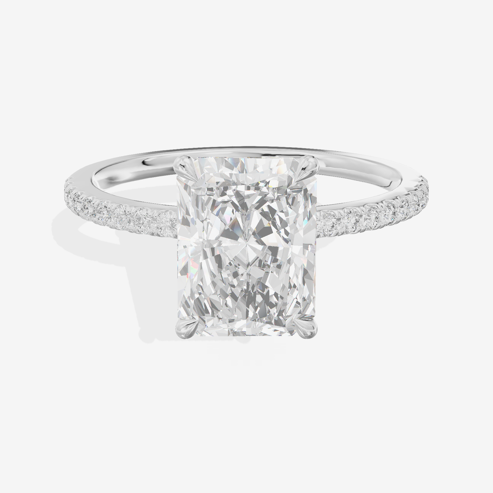 Luxe Coeurine Radiant Engagement Ring with Side Stones (1/5 ct. tw.) in 14K White Gold