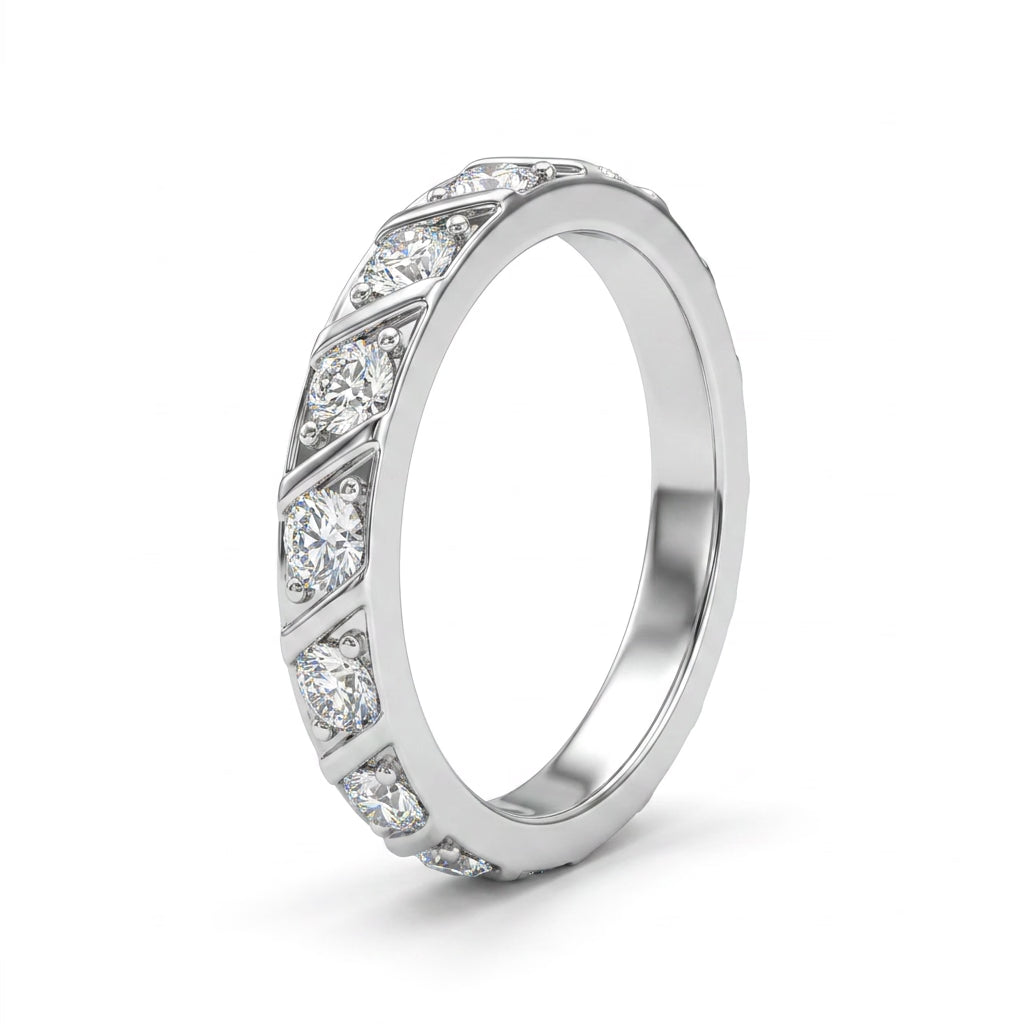 Low Profile Round Wedding Band (1/8 ct. tw.) in Platinum