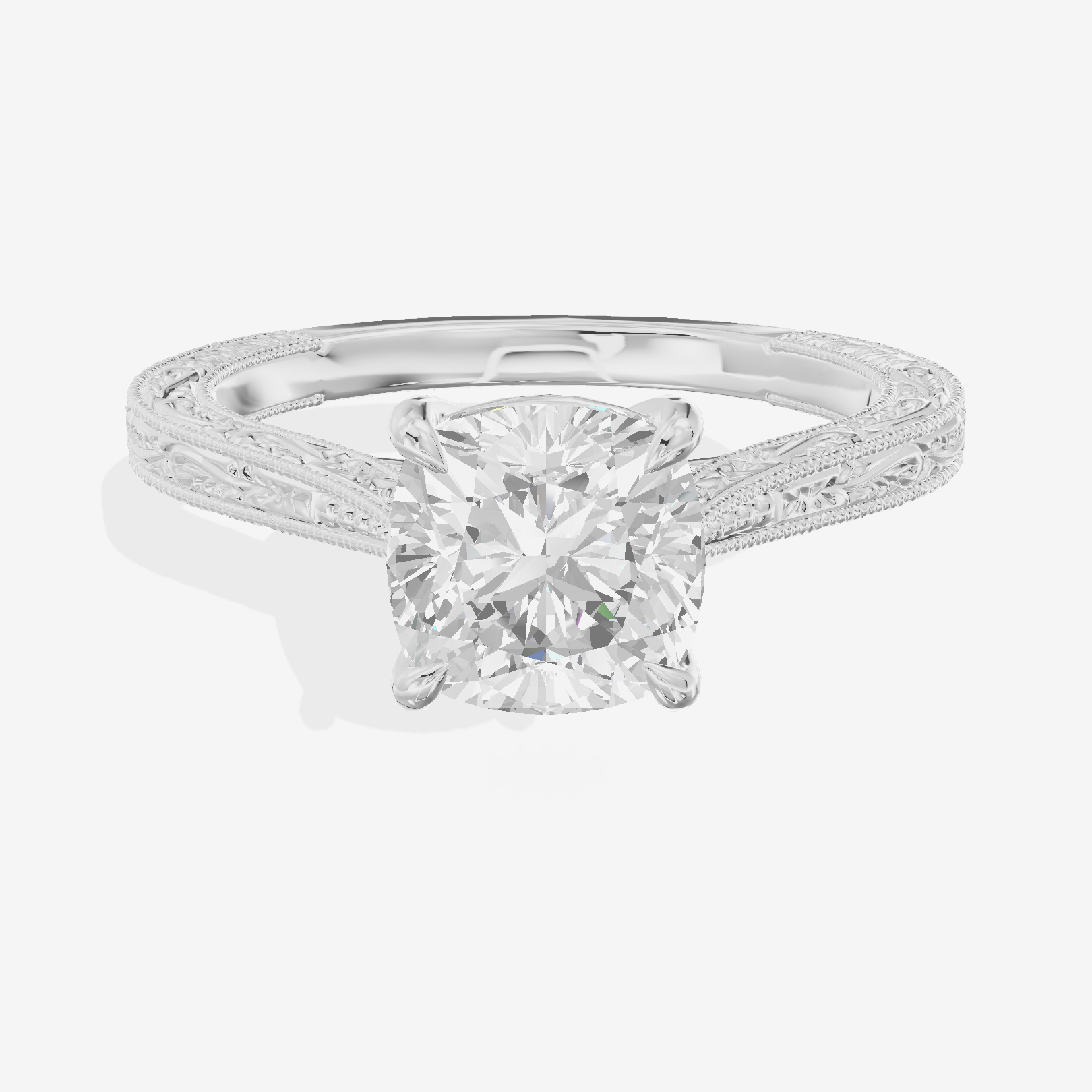 Vintage Vowsae Cushion Engagement Ring in Platinum