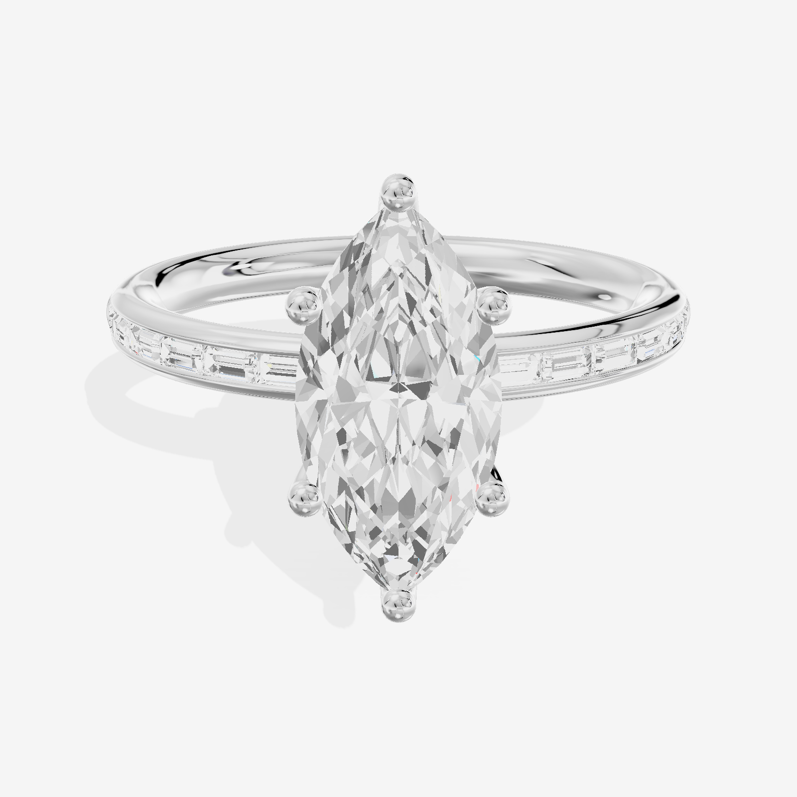 Tender Sincere Marquise Engagement Ring with Side Stones (1/6 ct. tw.) in Platinum