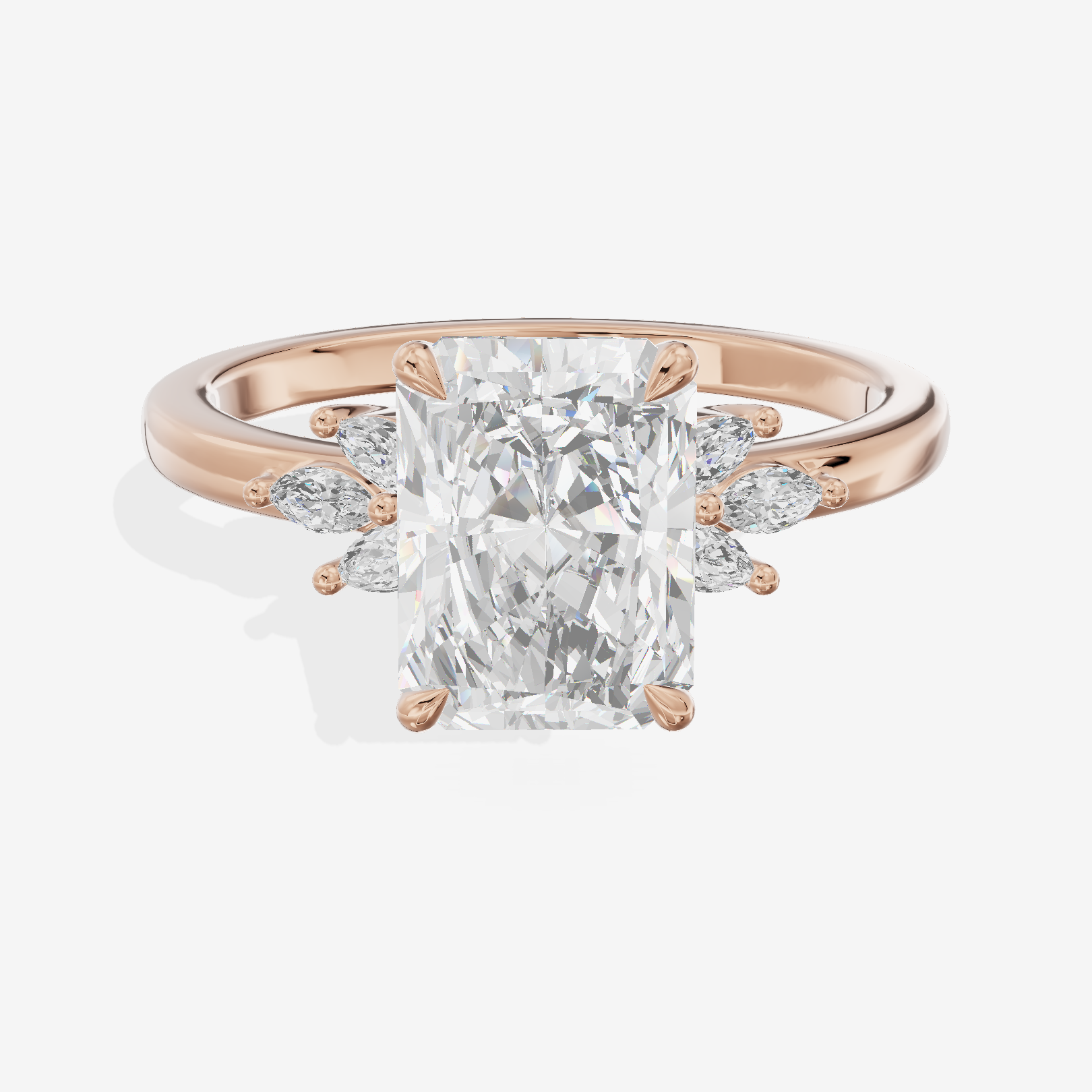 Modern Halcyon Radiant Engraved Engagement Ring (1/5 ct. tw.) in 18K Rose Gold