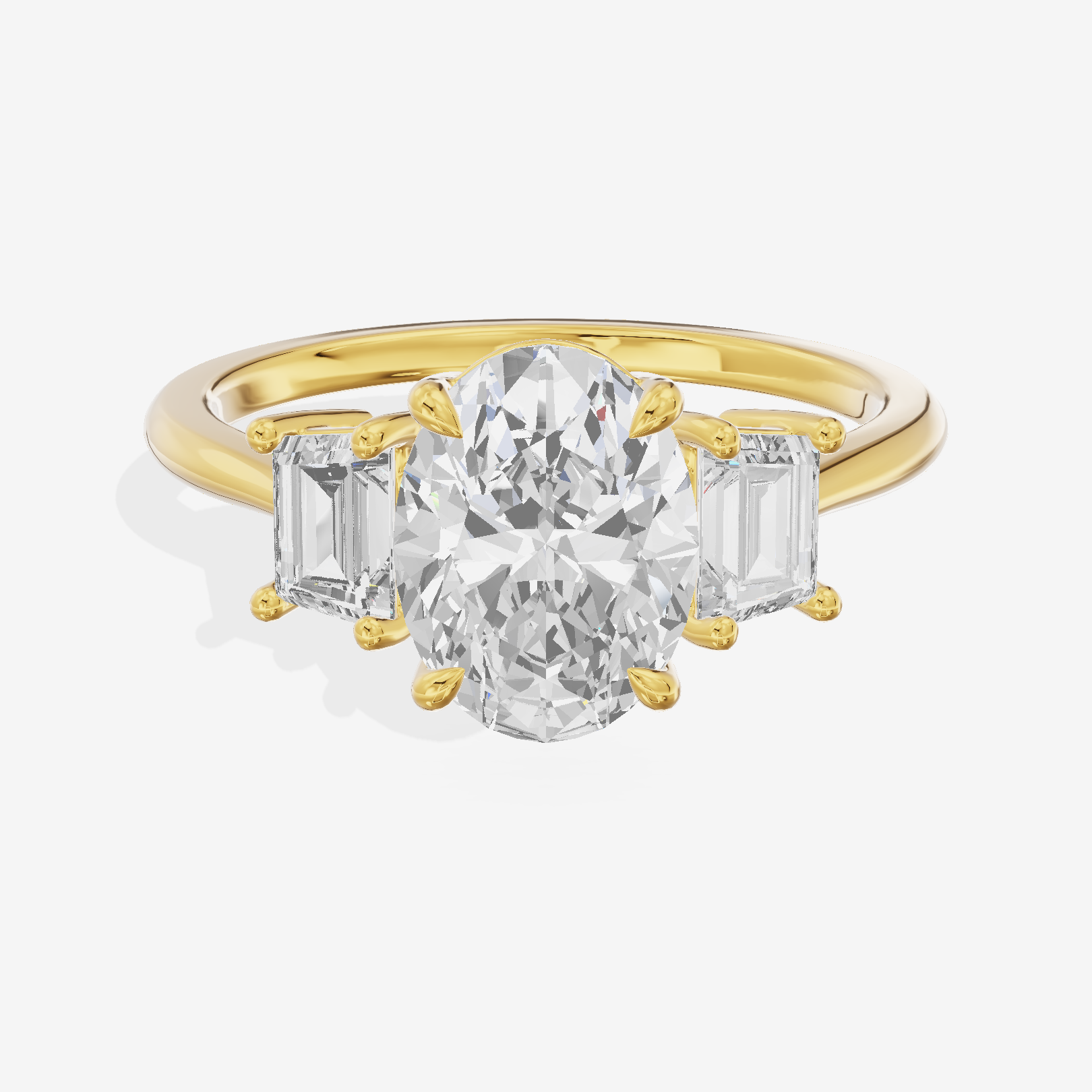 Triade Side Stone Oval Three Stone Engagement Ring (2/5 ct. tw.) in 18K Yellow Gold