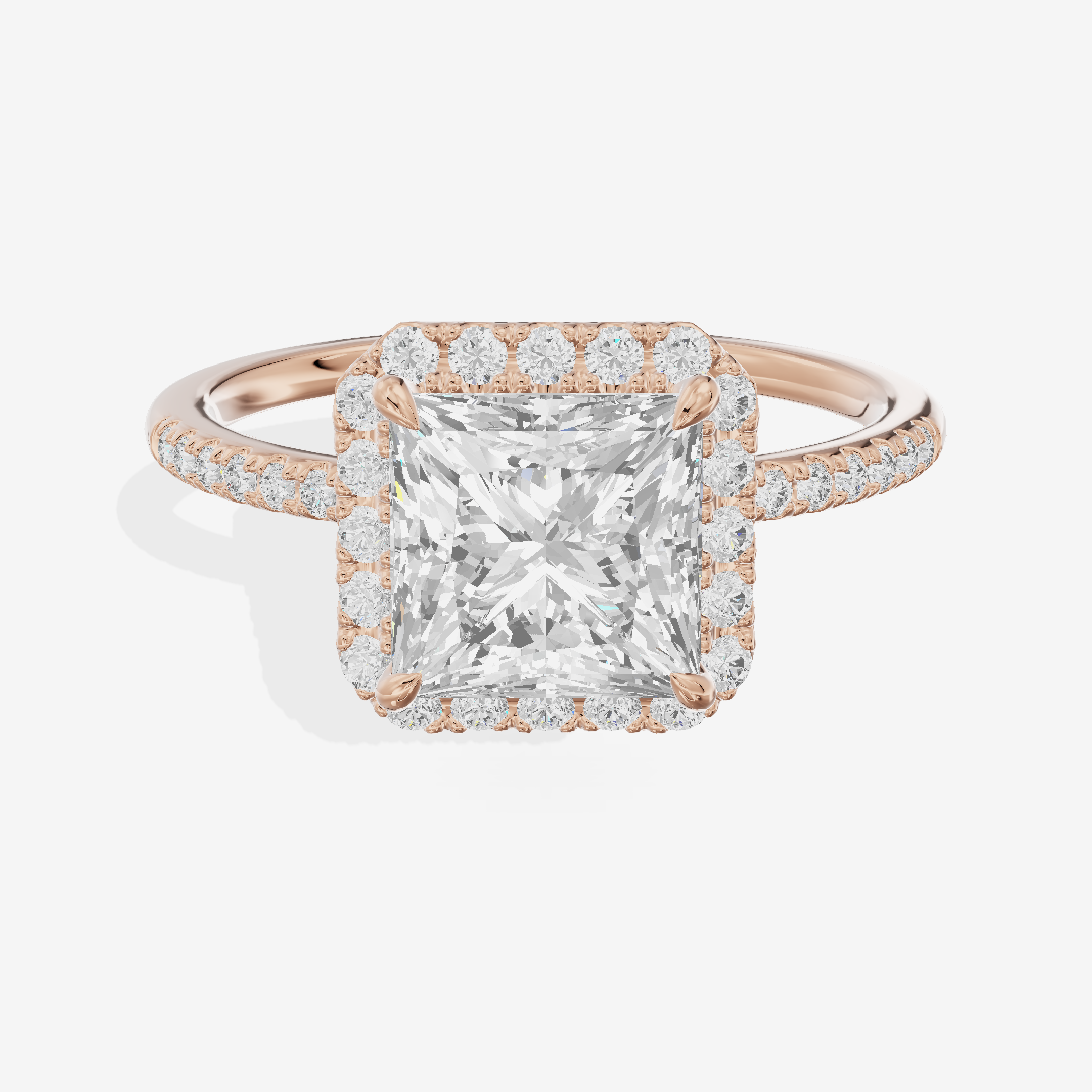 Luxe Linger Princess Halo Engagement Ring (1/2 ct. tw.) in 18K Rose Gold