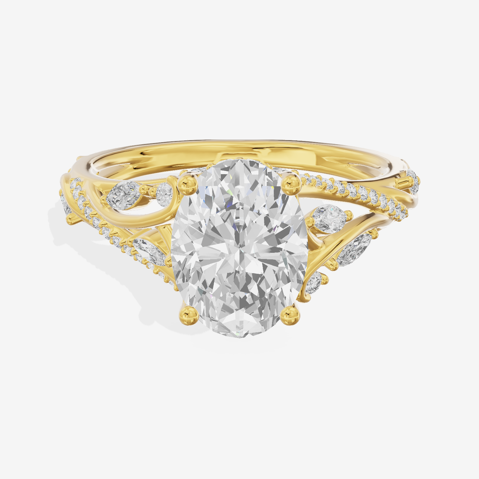 Twined Lumera Oval Twisted Engagement Ring (1/2 ct. tw.) in 18K Yellow Gold