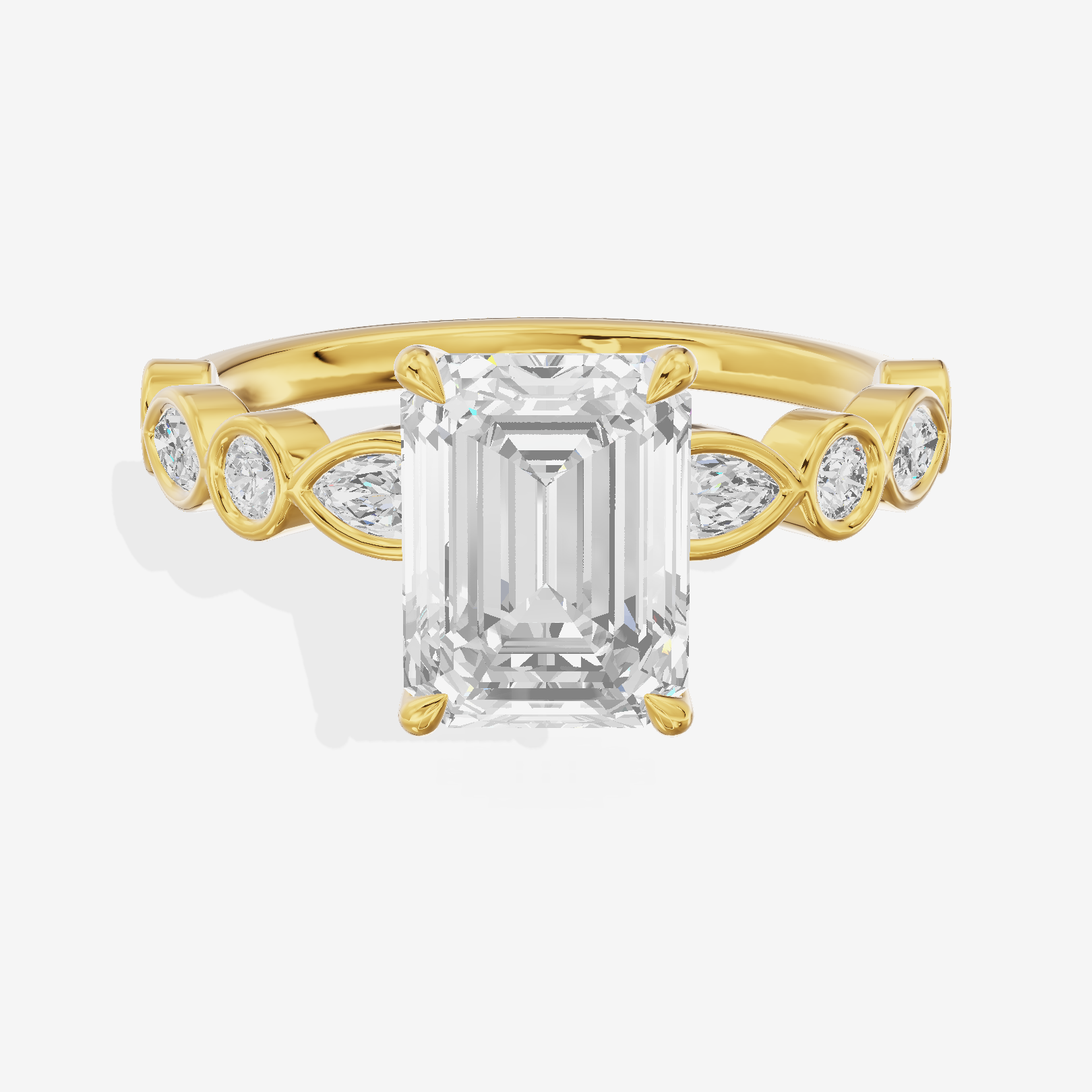 Tender Aurea Emerald Engagement Ring with Side Stones (1 ct. tw.) in 18K Yellow Gold