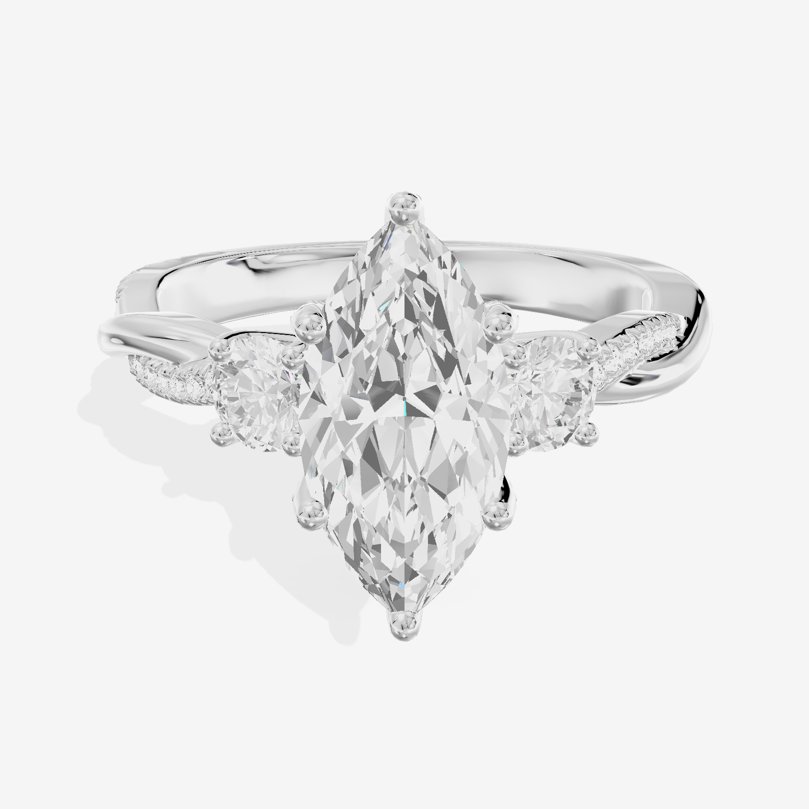 Promezza Three Stone Marquise Engagement Ring (1/10 ct. tw.) in Platinum