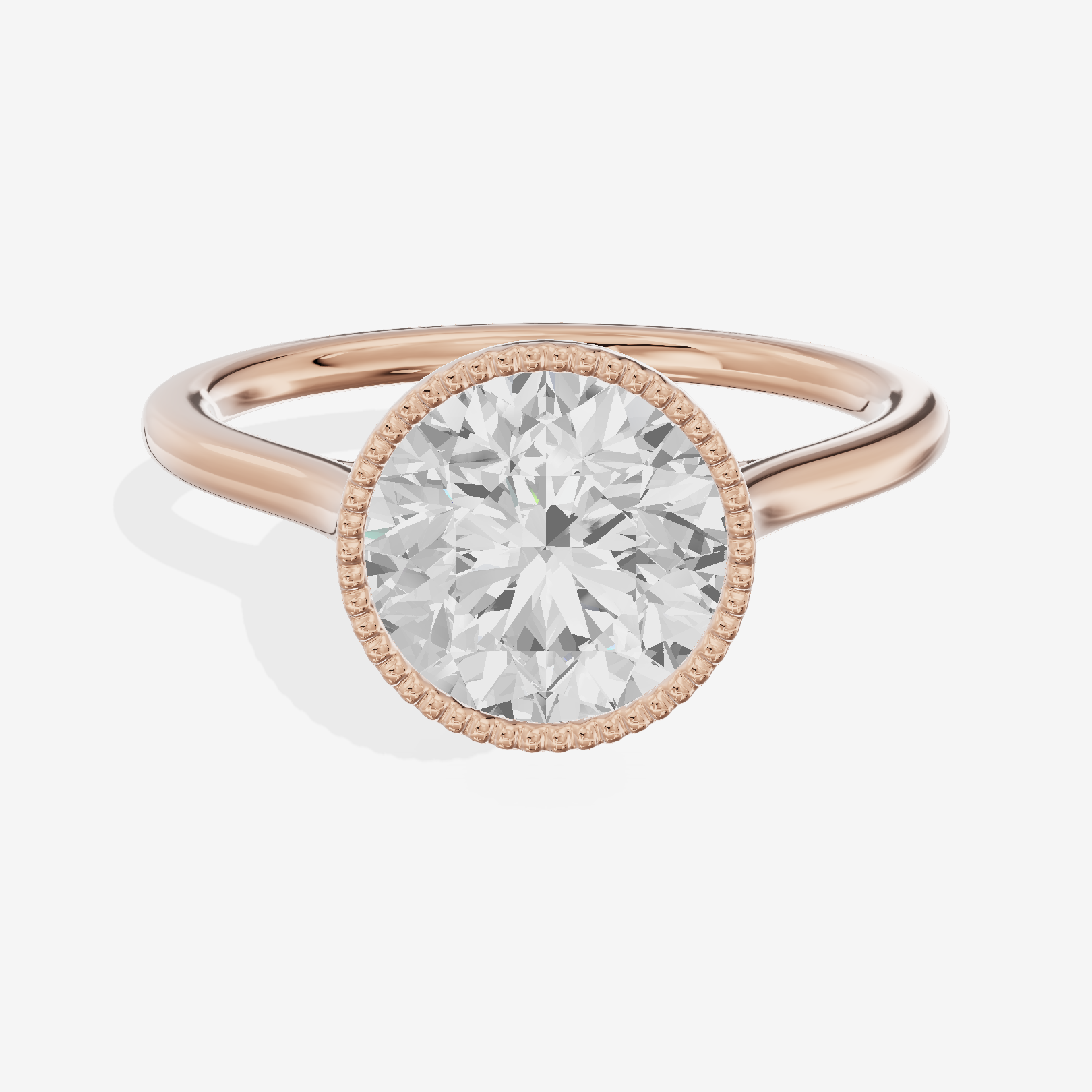 Modern Coeurine 1.5mm Round Bezel Engagement Ring in 14K Rose Gold
