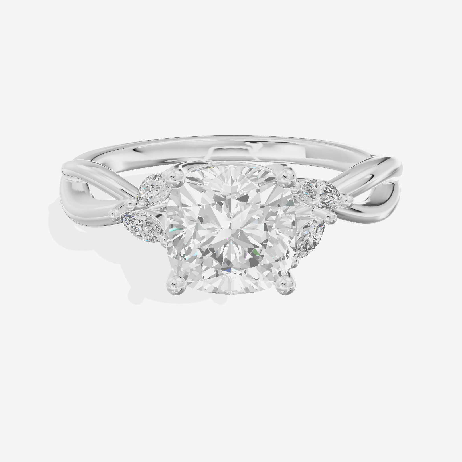 Vowsae Pavé Cushion Engagement Ring with Side Stones (1/8 ct. tw.) in Platinum