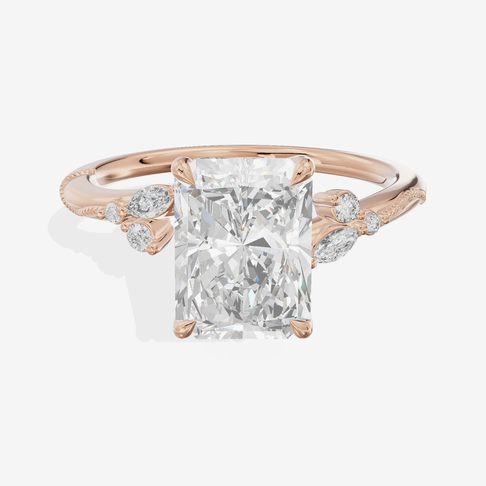 Vintage Lumera Radiant Engagement Ring (1/10 ct. tw.) in 18K Rose Gold