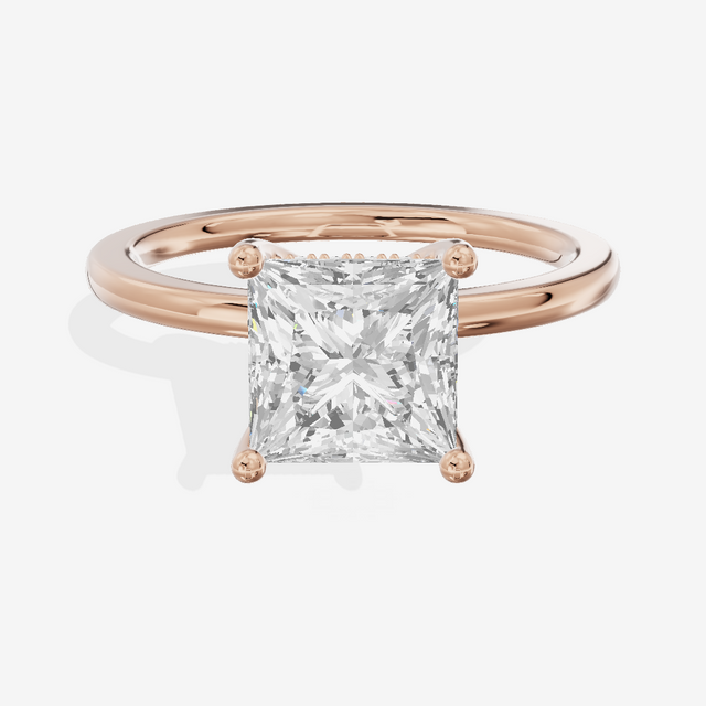 Vowsae Hidden Halo Princess Engagement Ring (1/20 ct. tw.) in 18K Rose Gold