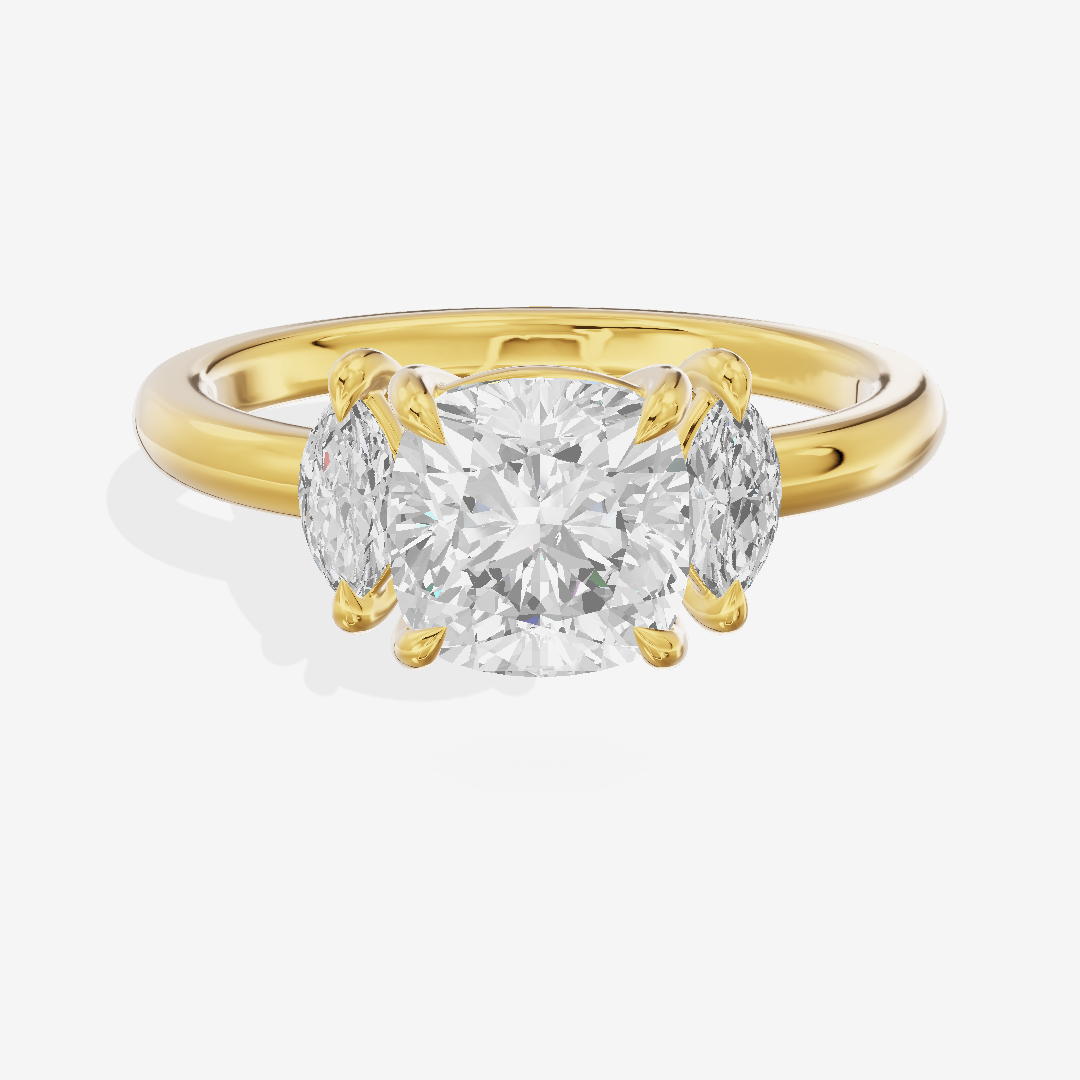 Twine Three Stone Cushion Engagement Ring (1/3 ct. tw.) in 14K Yellow Gold