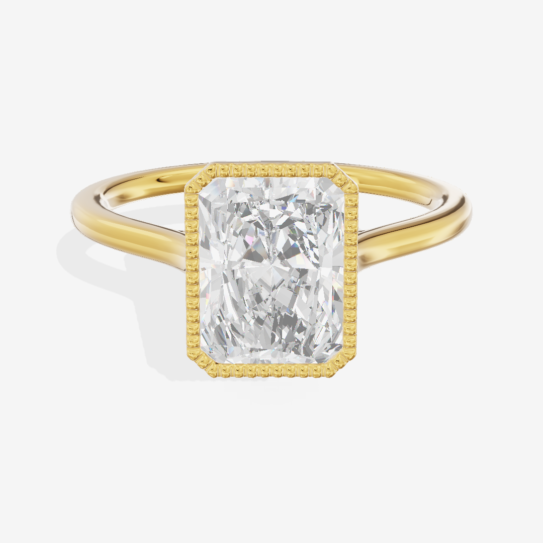Modern Coeurine 1.5mm Radiant Bezel Engagement Ring in 18K Yellow Gold