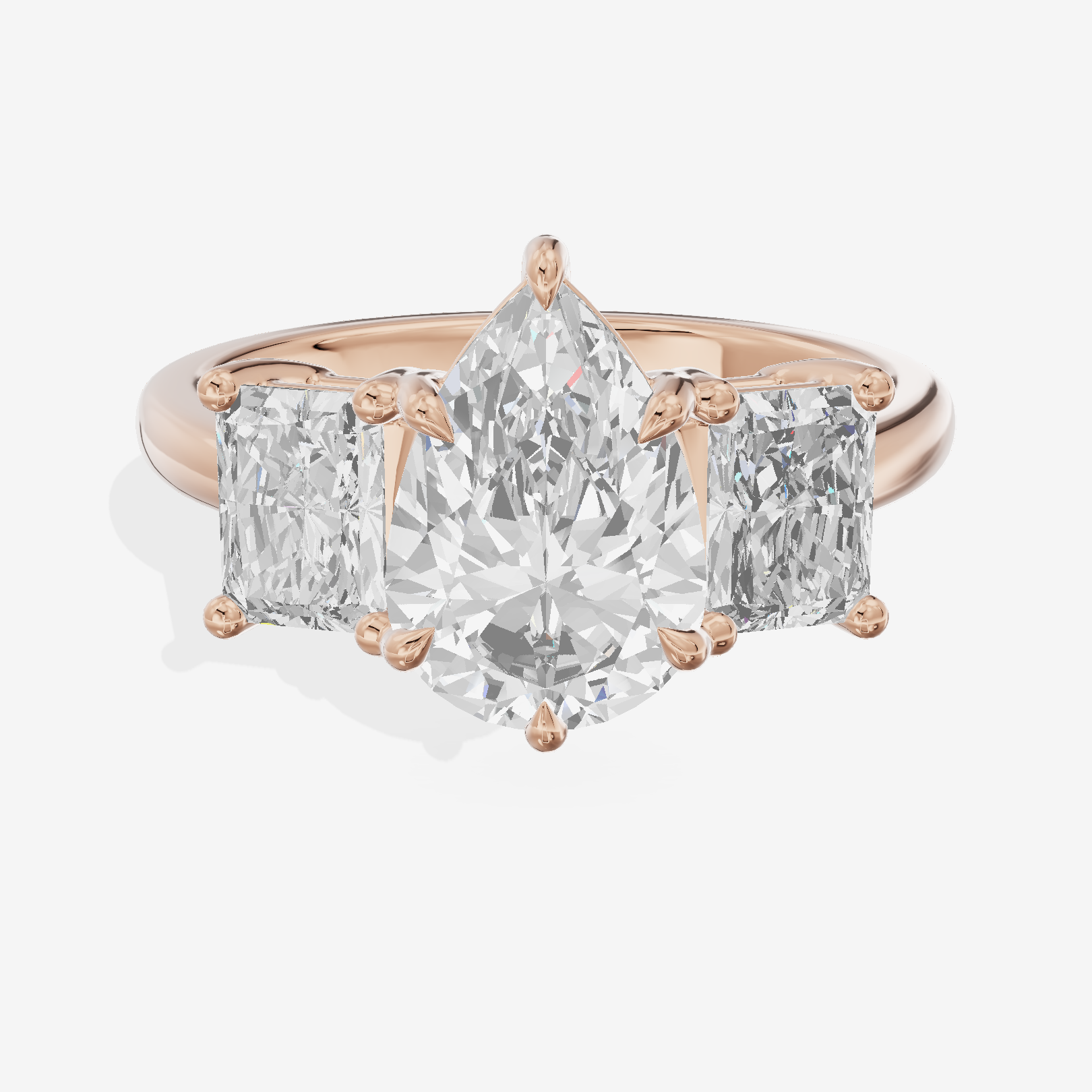 Twine Three Stone Pear Engagement Ring (1/3 ct. tw.) in 18K Rose Gold
