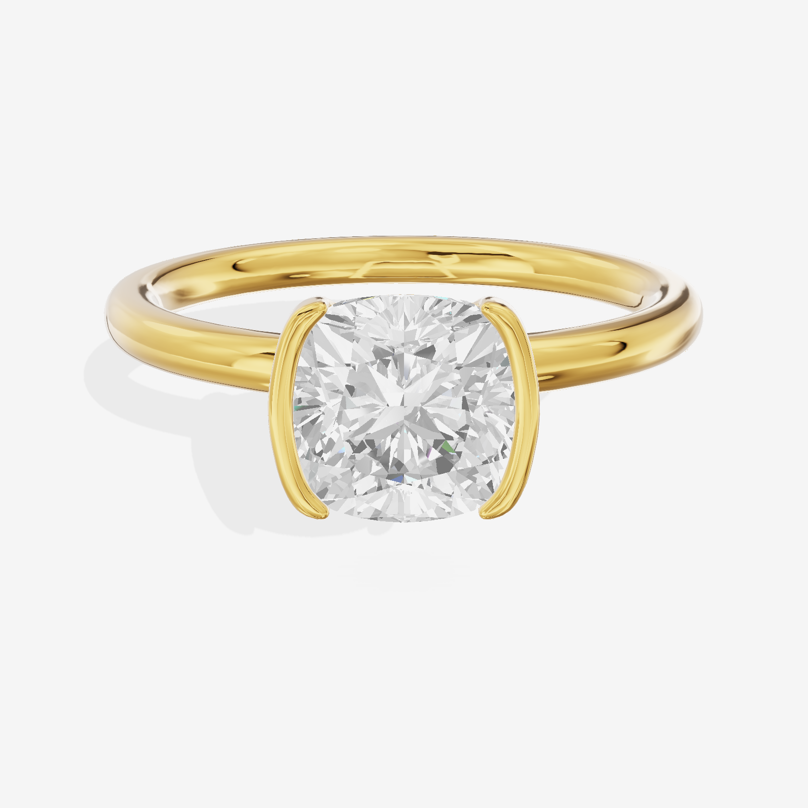 Sincere Bezel 1.8mm Cushion Solitaire Engagement Ring in 14K Yellow Gold