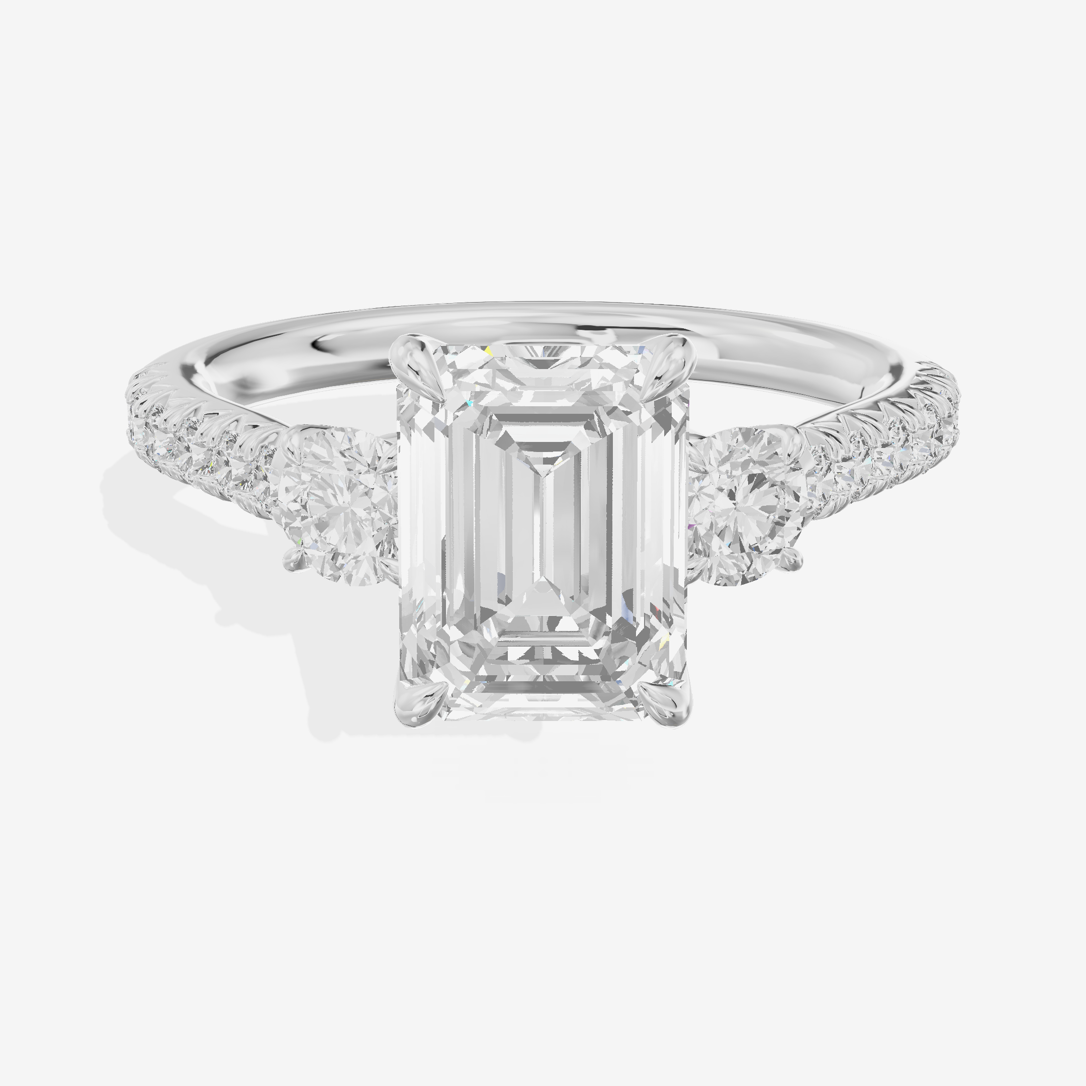 Triade Anniversary Anniversary Emerald Three Stone Engagement Ring (1/2 ct. tw.) in Platinum