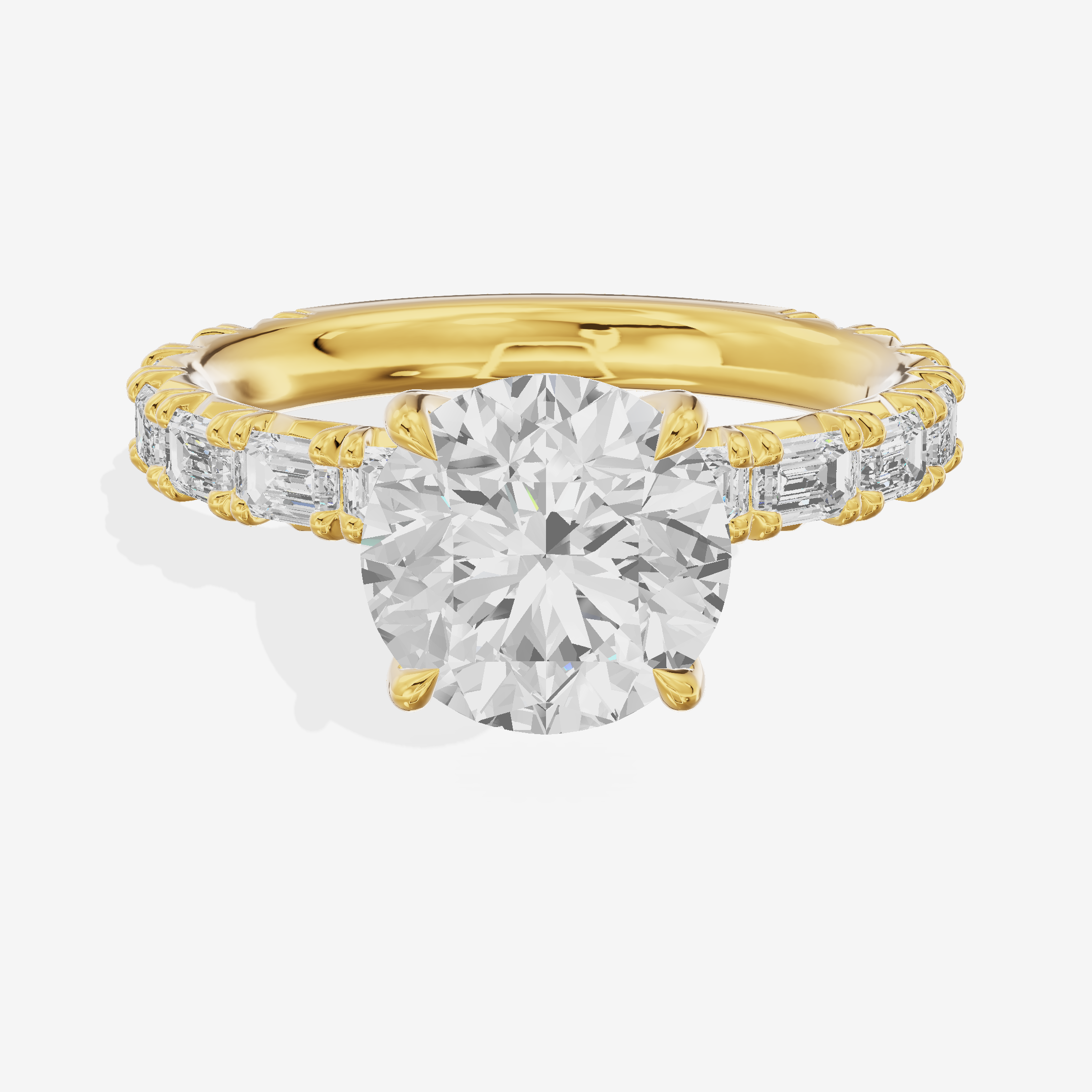 Grand Lumera Round Engagement Ring with Side Stones (3/4 ct. tw.) in 14K Yellow Gold