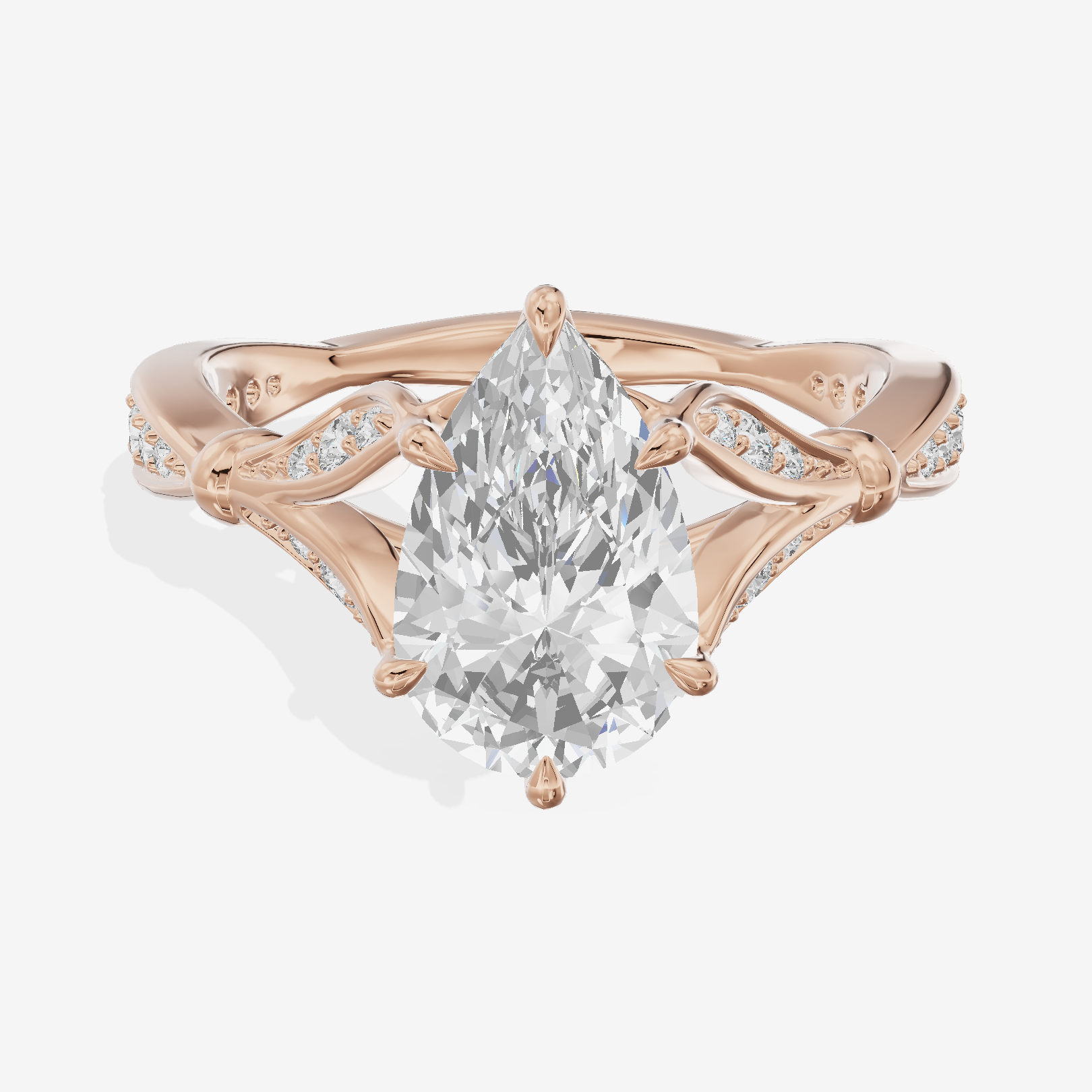 One of One Grand 3mm Pear Solitaire Engagement Ring (1/3 ct. tw.) in 14K Rose Gold