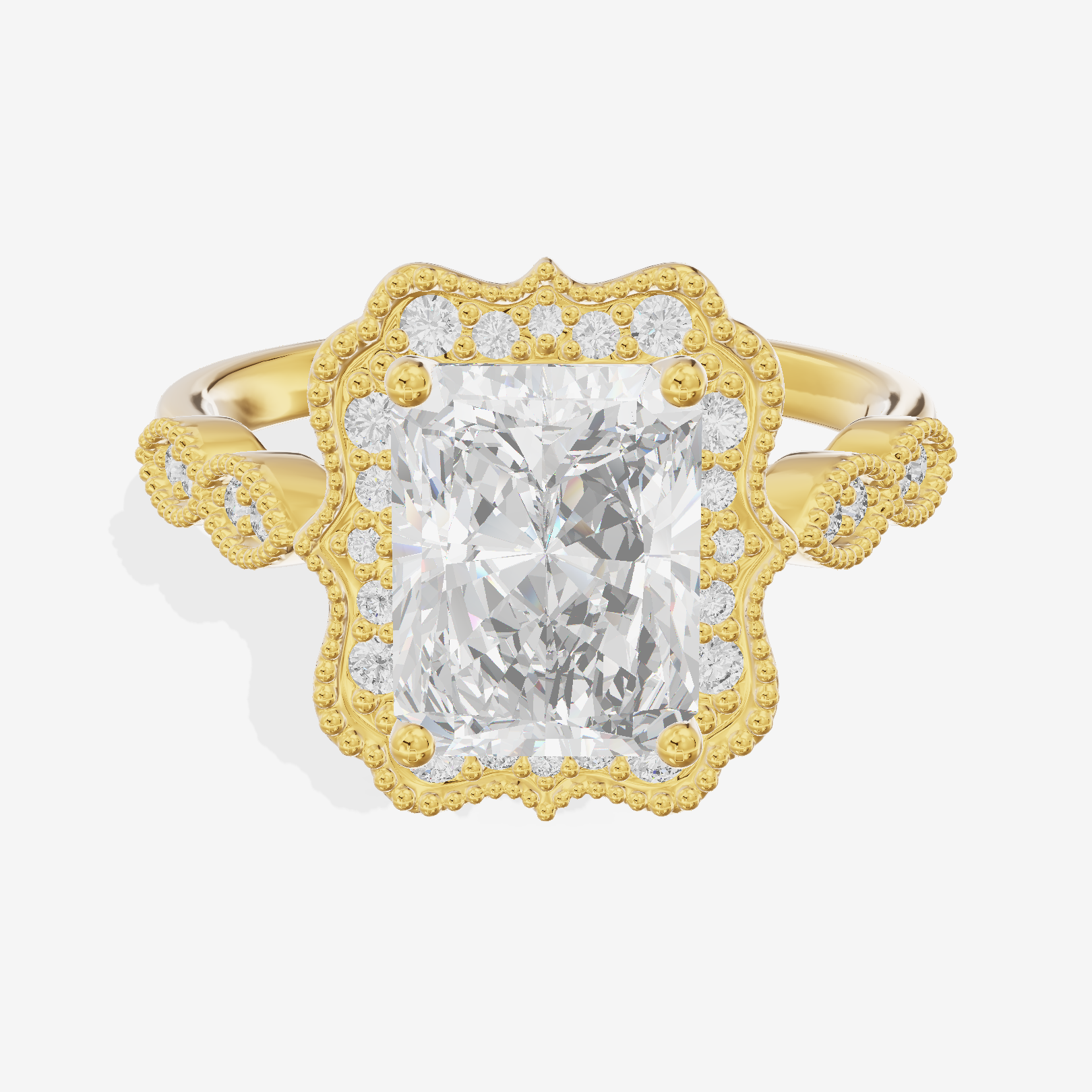 Luxe Liviana Radiant Halo Engagement Ring (2/3 ct. tw.) in 18K Yellow Gold