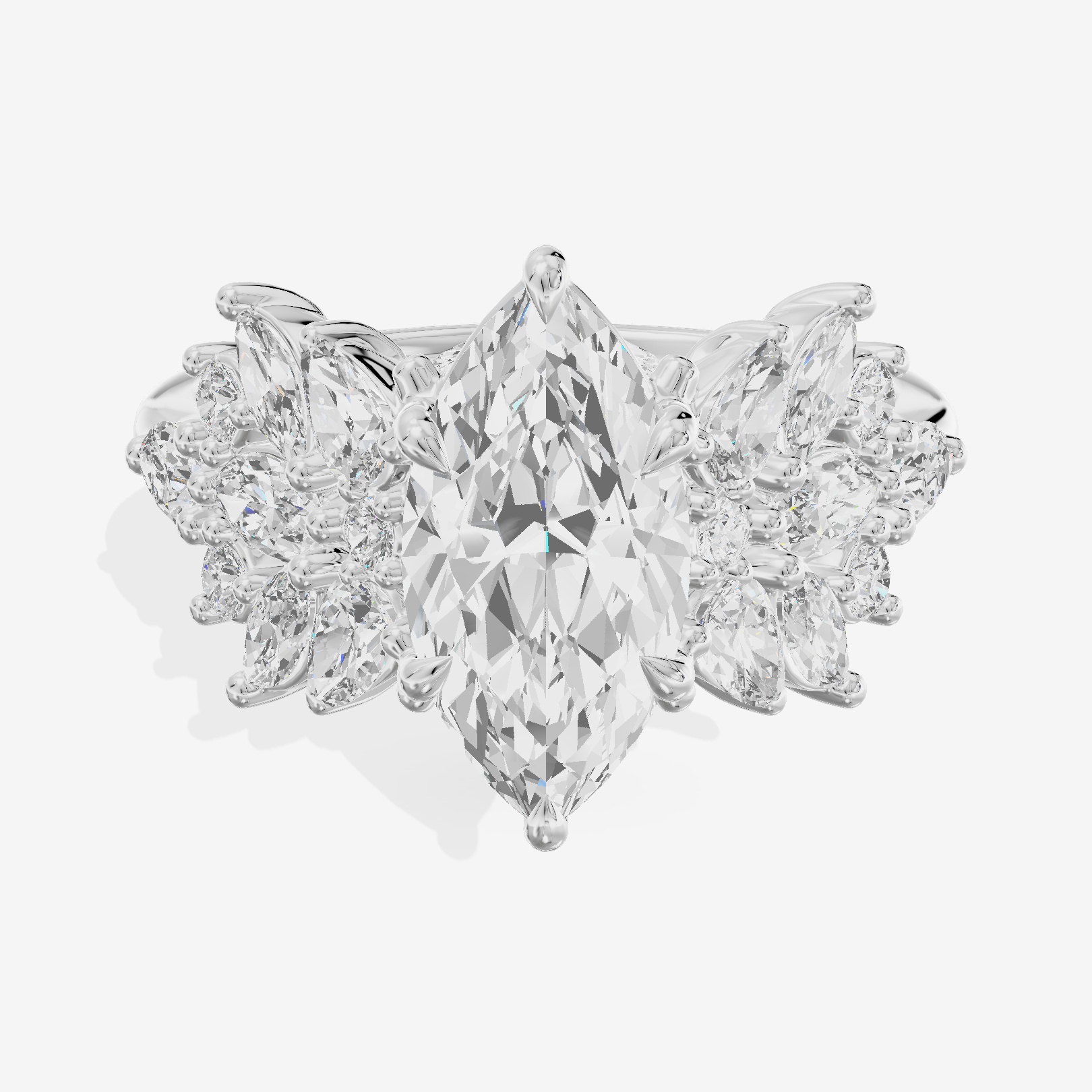 Grand Heartline Marquise Engagement Ring with Side Stones (3/4 ct. tw.) in Platinum