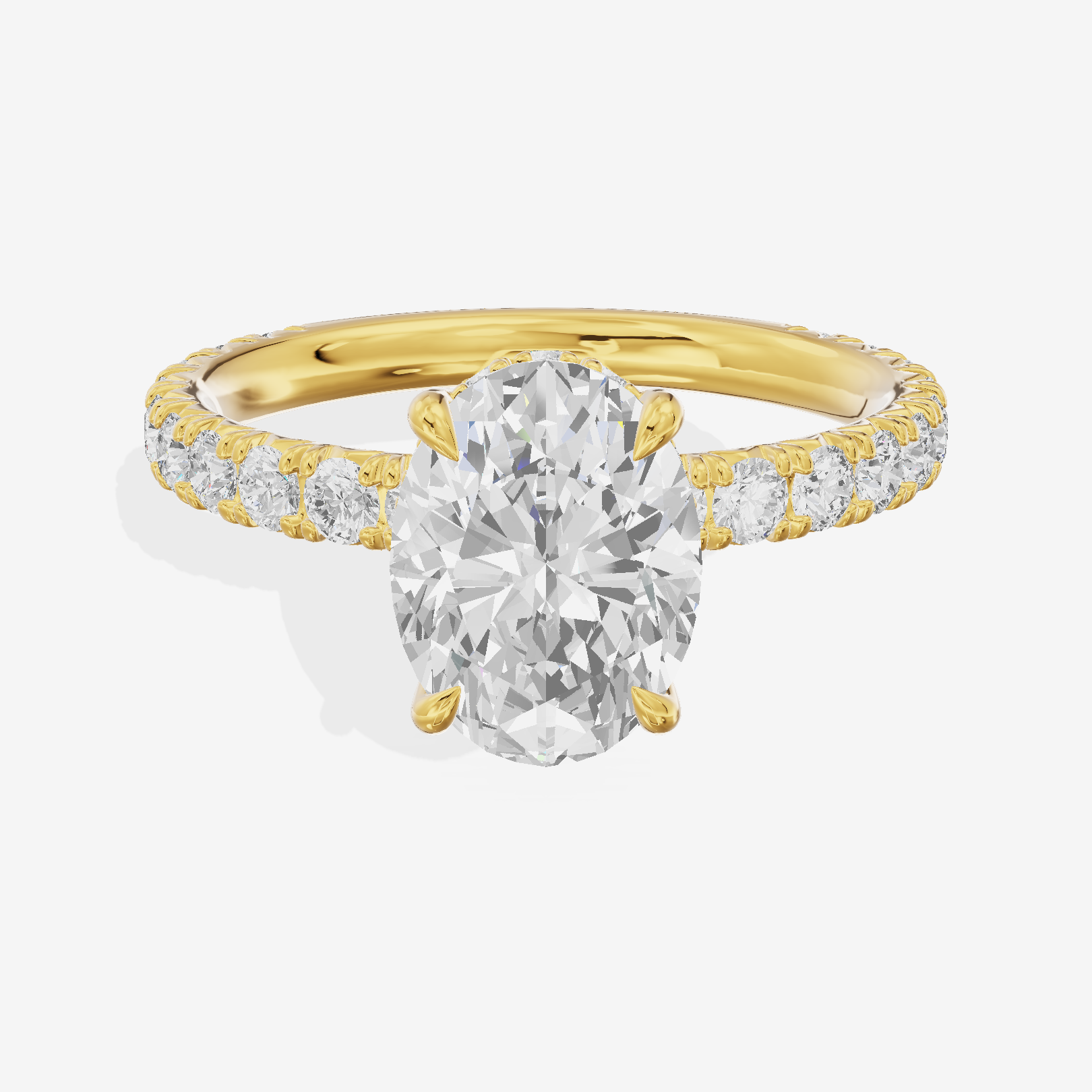 Sincere Pavé Oval Engagement Ring (3/5 ct. tw.) in 14K Yellow Gold