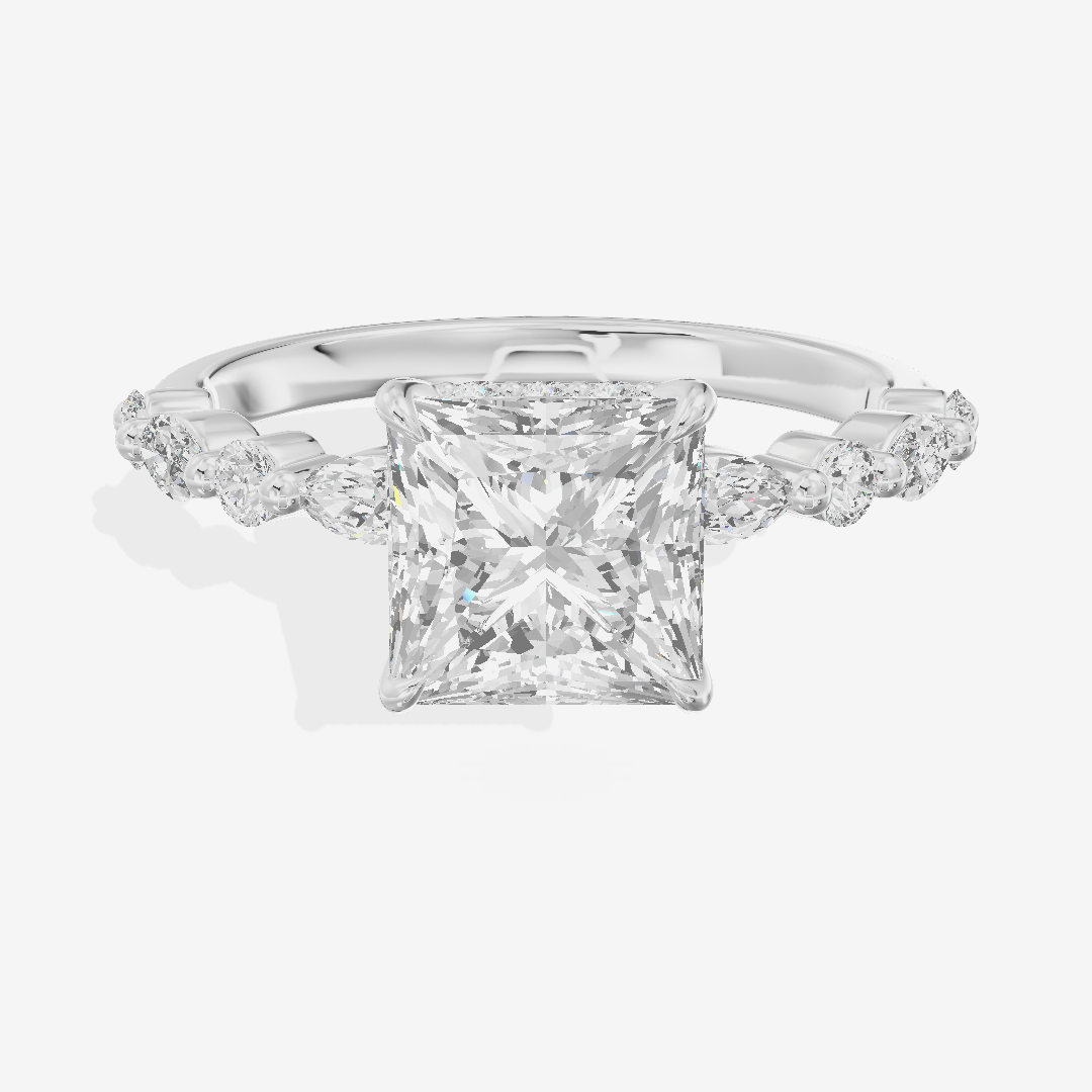 Adorae Pavé Princess Hidden Halo Engagement Ring (1/3 ct. tw.) in 18K White Gold