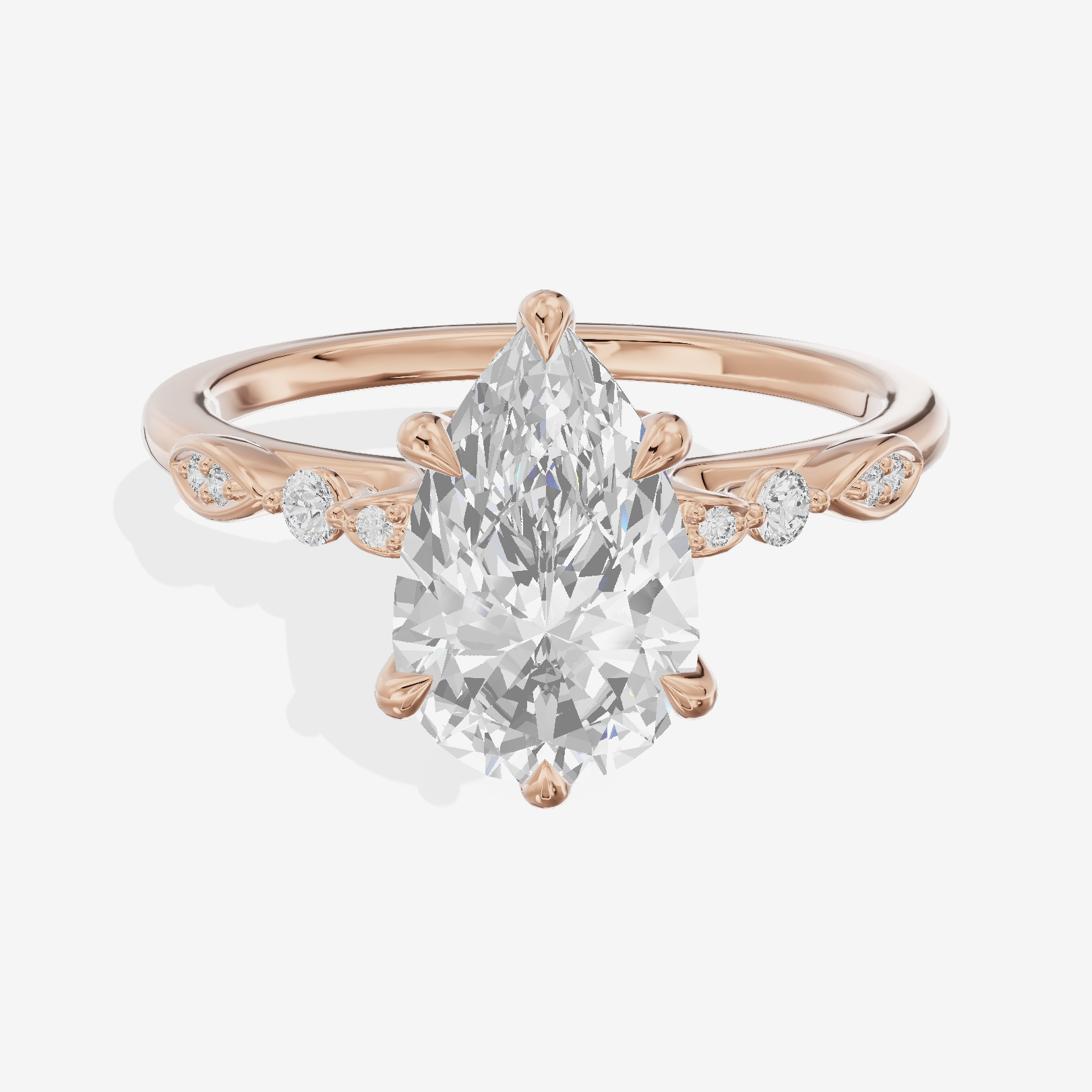 Lightwoven Pear Engagement Ring with Side Stones (1/6 ct. tw.) in 18K Rose Gold