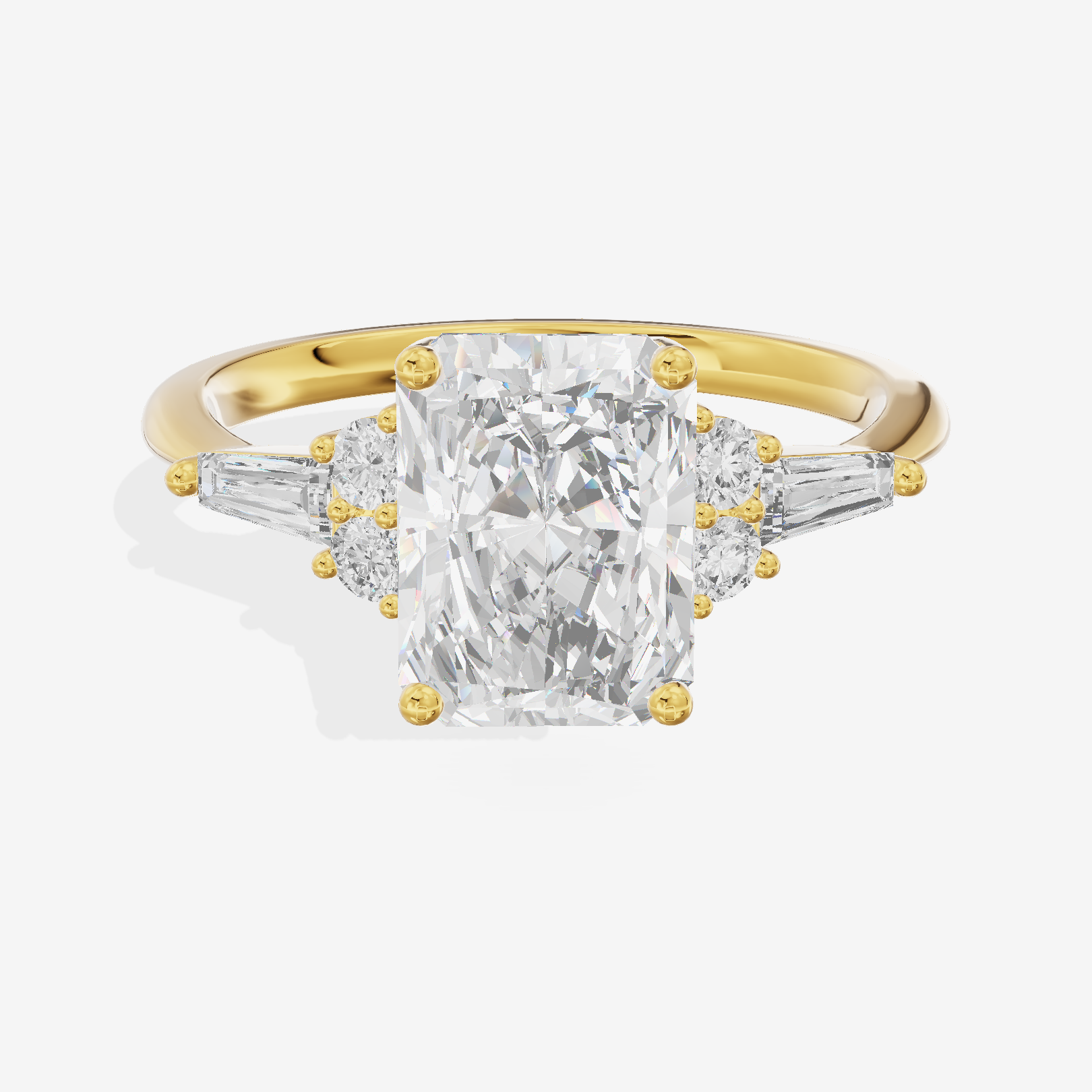 Modern Cherubine Radiant Engagement Ring with Side Stones (1/4 ct. tw.) in 14K Yellow Gold