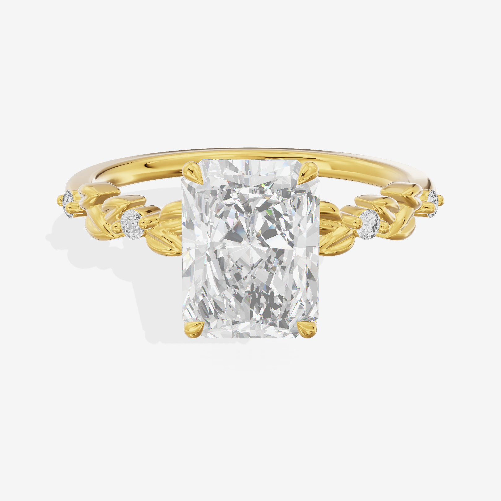 Tender Promezza Radiant Engagement Ring with Side Stones (1/20 ct. tw.) in 18K Yellow Gold