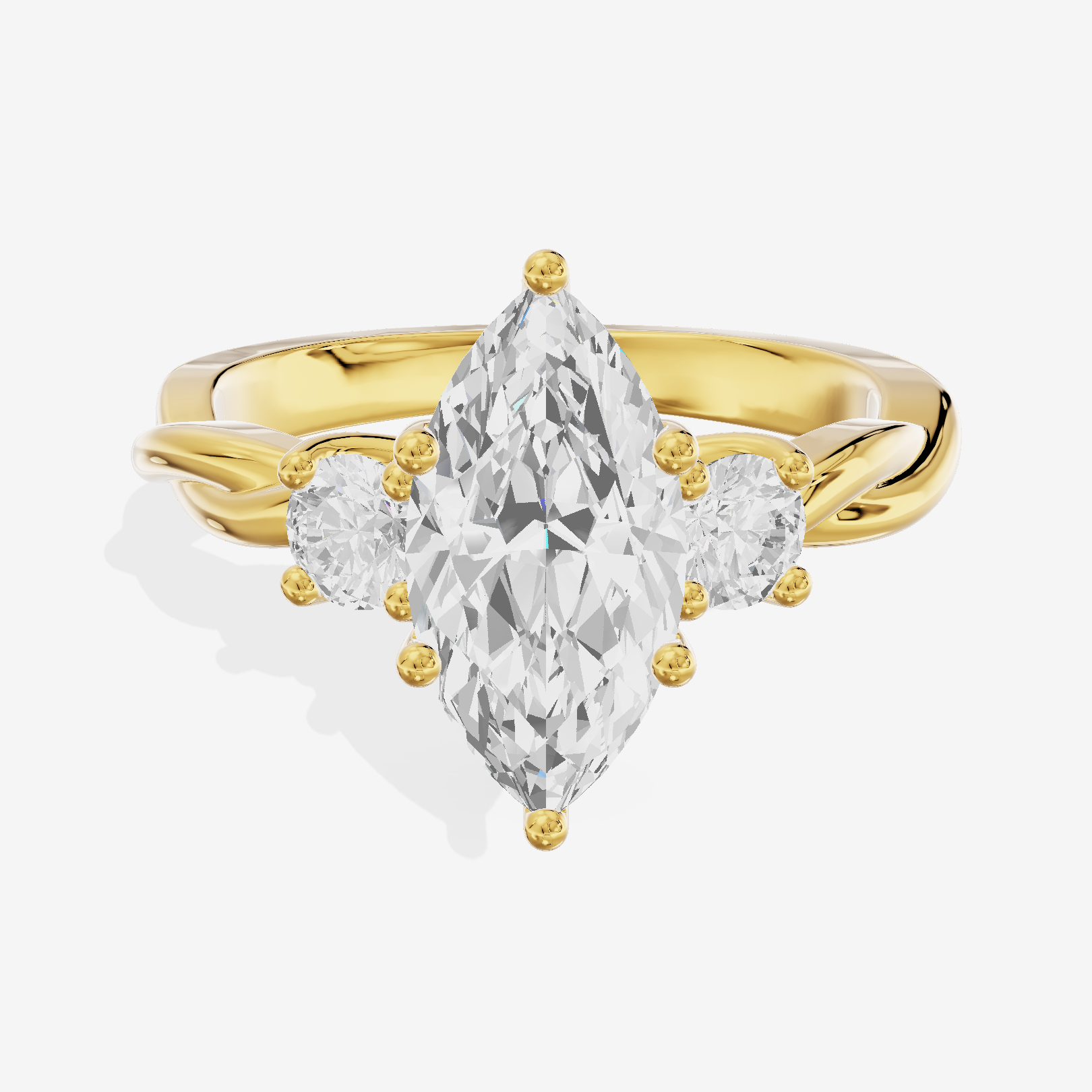 Twined Triade Marquise Three Stone Engagement Ring (1/4 ct. tw.) in 18K Yellow Gold