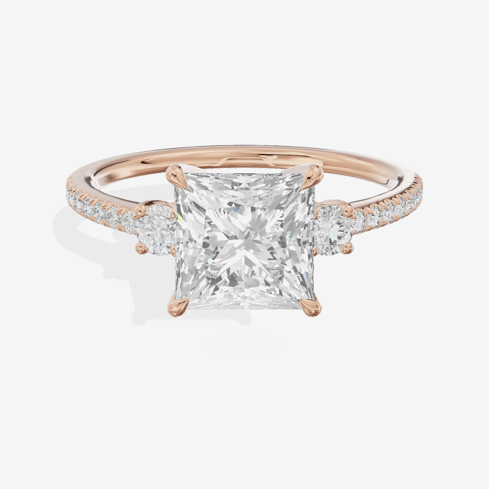 Mirth Three Stone Princess Engagement Ring (1/4 ct. tw.) in 14K Rose Gold