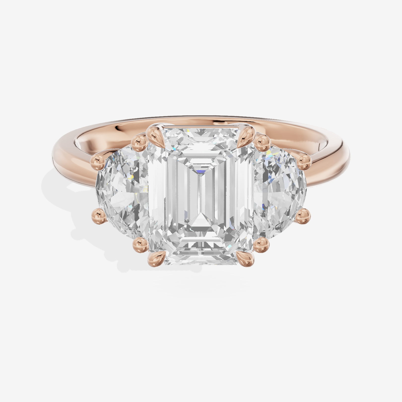 Classic Liviana Emerald Three Stone Engagement Ring (1/4 ct. tw.) in 18K Rose Gold